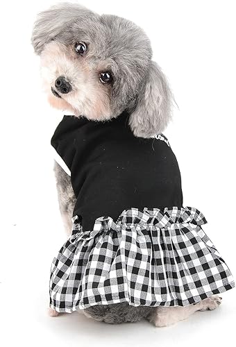 Miniatura 4 de Ranphy Ropa para mascotas para niñas, vestido bordado con letras para perros pequeños, primavera y verano, camisa sin mangas, vestido para