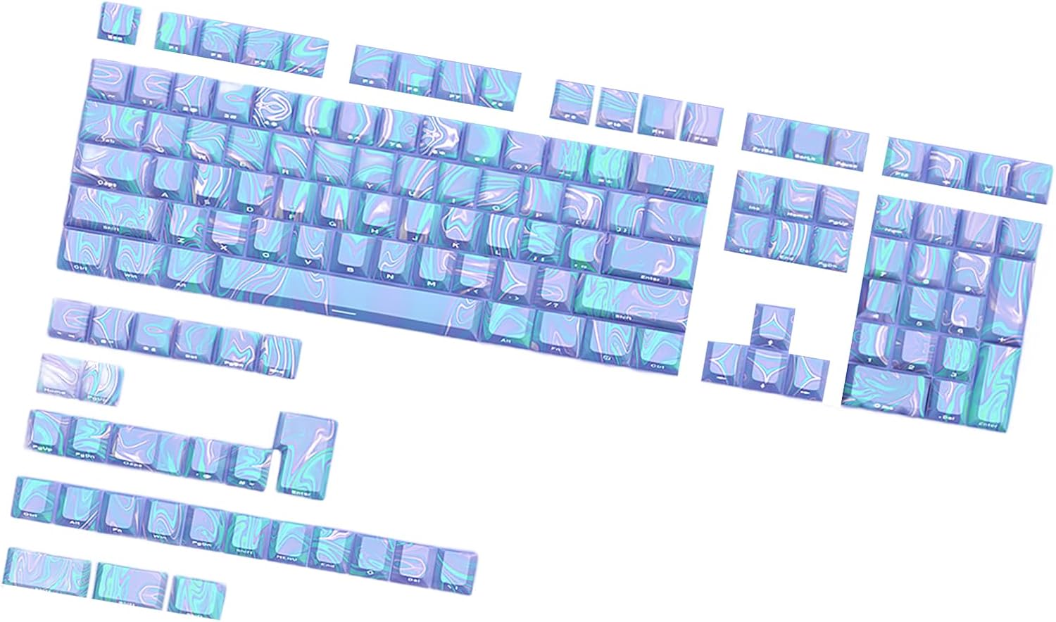 136 Key PBT Keycap Set Translucent for Gamers Mechanical Keyboard Precise Typing