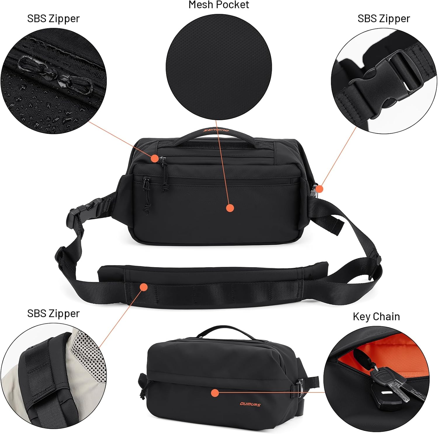 6L Expandable Crossbody Backpack Sling Bag for Men, Carry Chest Daypack, Water-resistant Travel Shoulder Bag 1800D Oxford Fabric Sling Backpack Daypack - Image 3