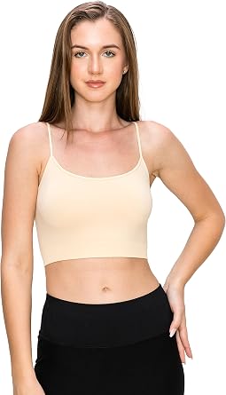 Kurve Womens Crop Tank Top - Seamless Non-Padded Cami Bra Bandeau Yoga Workout UV Protective Fabric UPF 50+ Made in USA