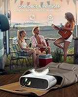 Vista 6 de ELEPHAS Mini proyector para iPhone, proyector portátil con trípode, proyector exterior HD de 1080P, proyector de películas compatible con Android