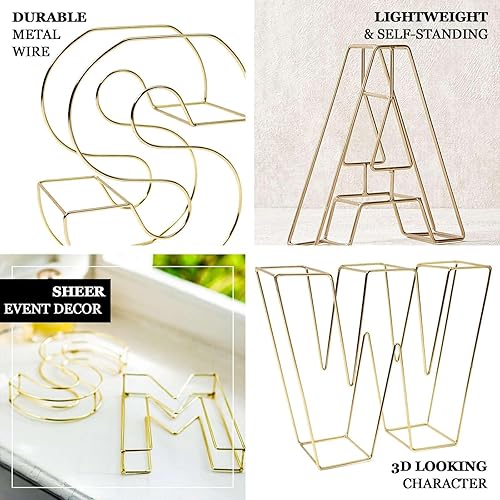 Miniatura 4 de Efavormart - Centro de mesa de boda dorado de 8 pulgadas de alto con letras de alambre 3D para decoración de fiesta de boda, suministros de