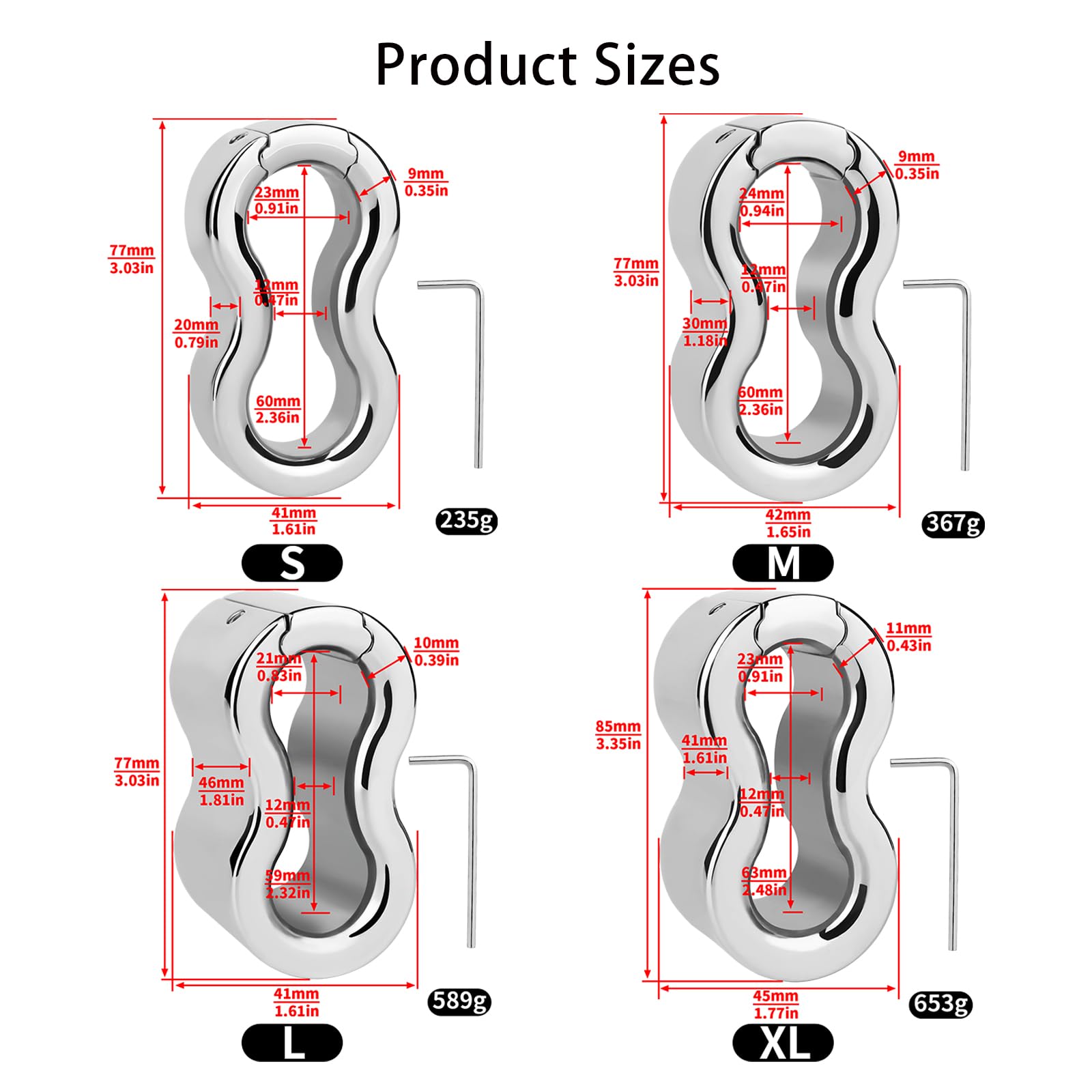 Cockring Inoxydable Anneau Pénien Homme Vis Fixation Ball Stretcher (XL)