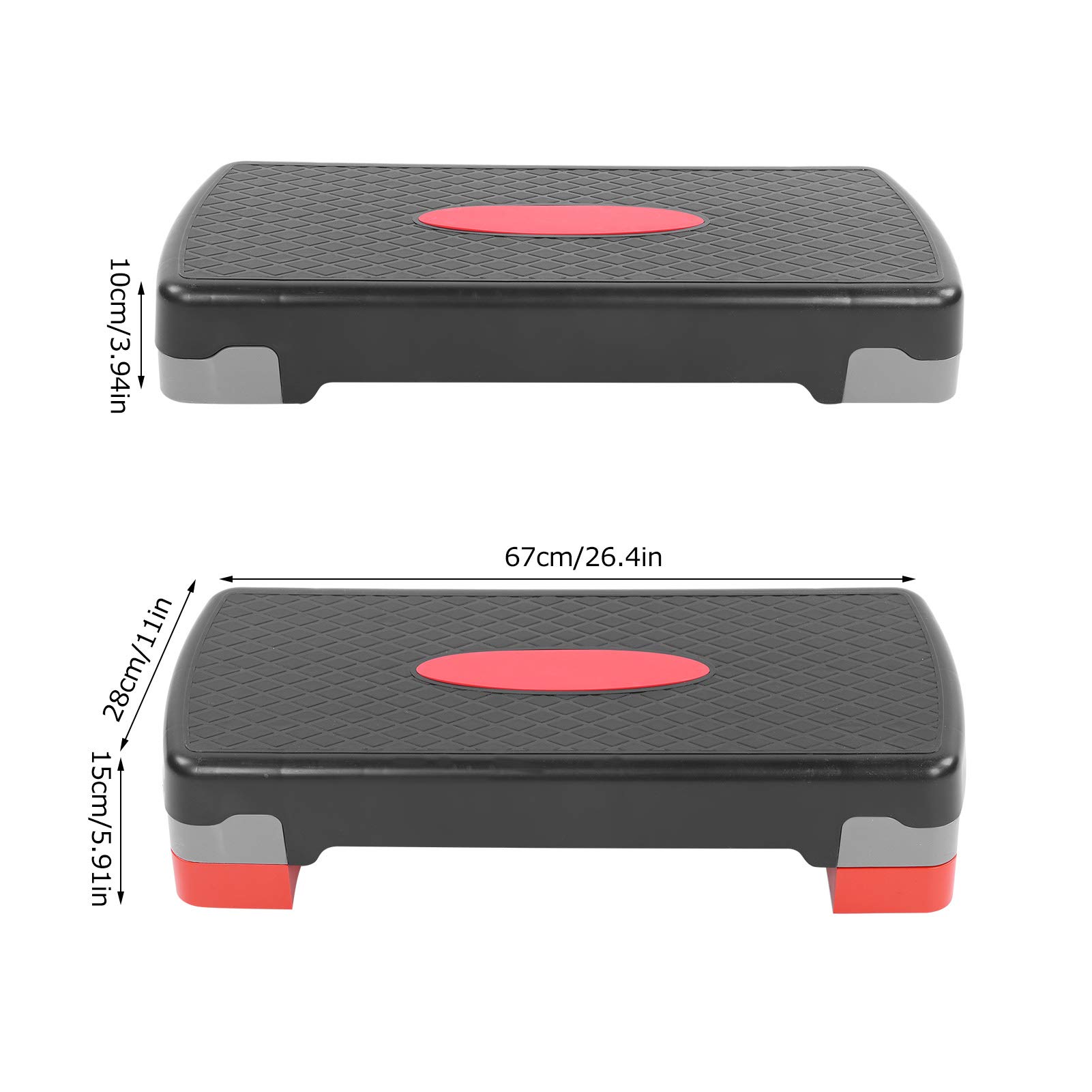 Alvinlite Exercise Step Platform Aerobic Stepper Bench, Fitness Equipment Workout Deck with Adjustable Riser Height & Non Slip Textured Surface Aerobic