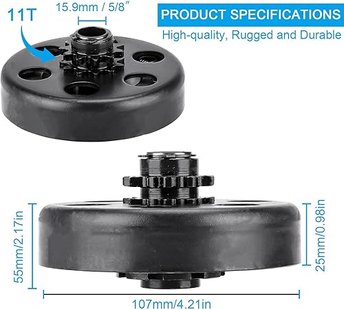 Vista 28 de YOUXMOTO Embrague Go Kart de 1 pulgada de diámetro de 14 dientes con cadena #40/41/420, embrague centrífugo 14T para Go Kart Minibike y motor Fun