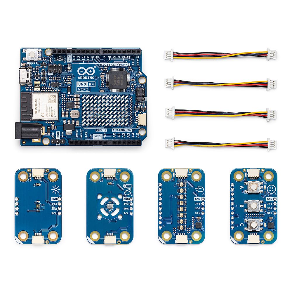 Modulino Environmental Station Bundle – Arduino-kompatibel mit UNO R4 WiFi, inklusive Thermometer, Licht, Pixeln und Tasten