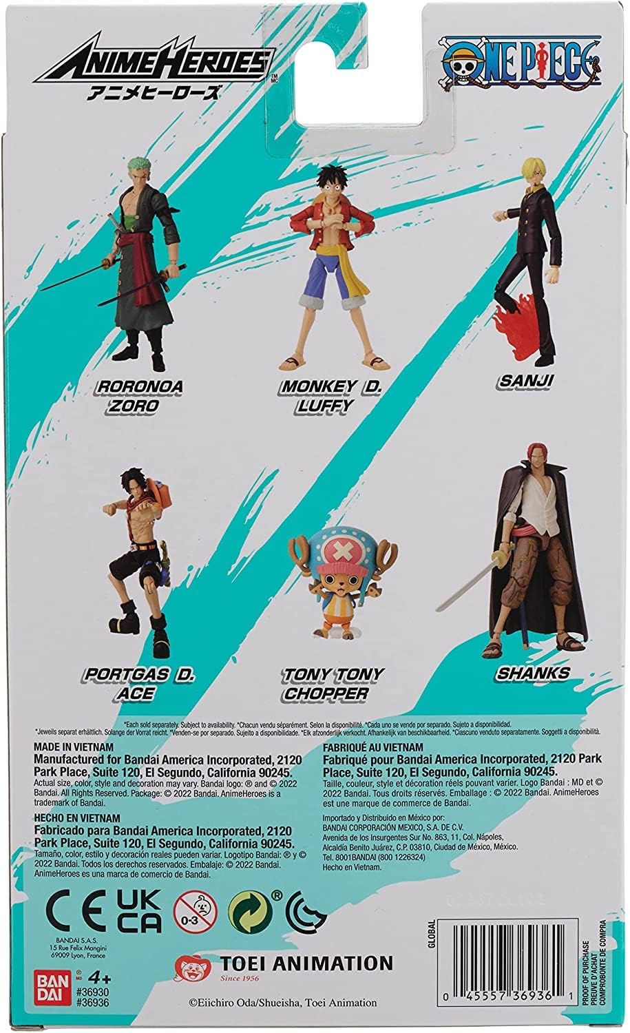 Anime Heroes One Piece Figures Tony Tony Chopper Action Figure | 17cm Articulated Chopper Anime Figure with Swappable Arms Faces and Backpack | Bandai One Piece Action Figures Pirate Toys Range