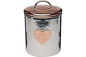 Amici Pet Rosie XL Stainless Steel Canister, Handcrafted Decorative Hammered Finish Metal Storage Container