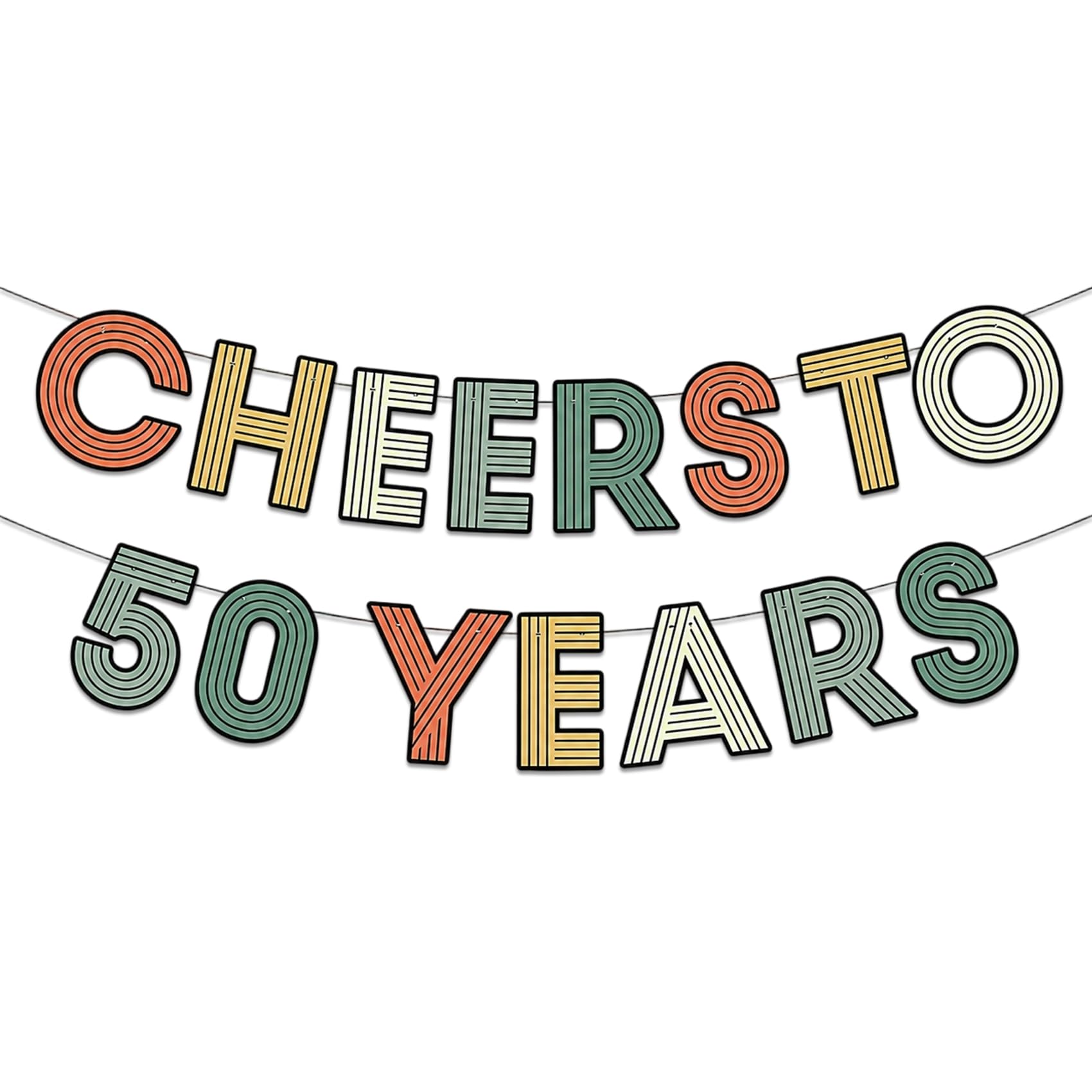 Nideen 50th Birthday Banner, CHEERS TO 50 YEARS Retro Party Decoration