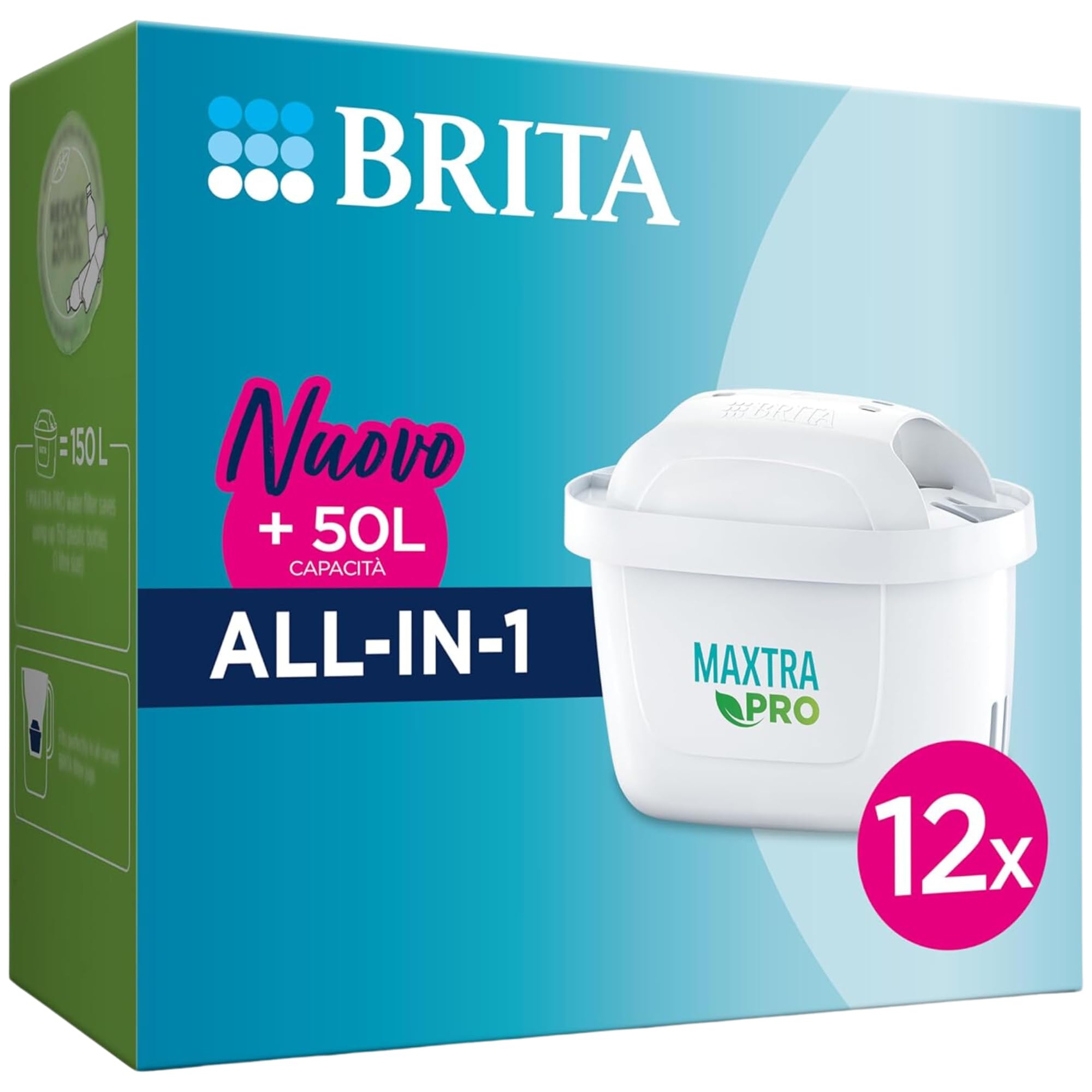 Caraffa Filtrante Aluna per acqua, Bianco (2.4l) - Incluso 1 Filtro MAXTRA+ per la riduzione di cloro, calcare e impurità + 12 Filtri Per Acqua MAXTRA PRO All-in-1