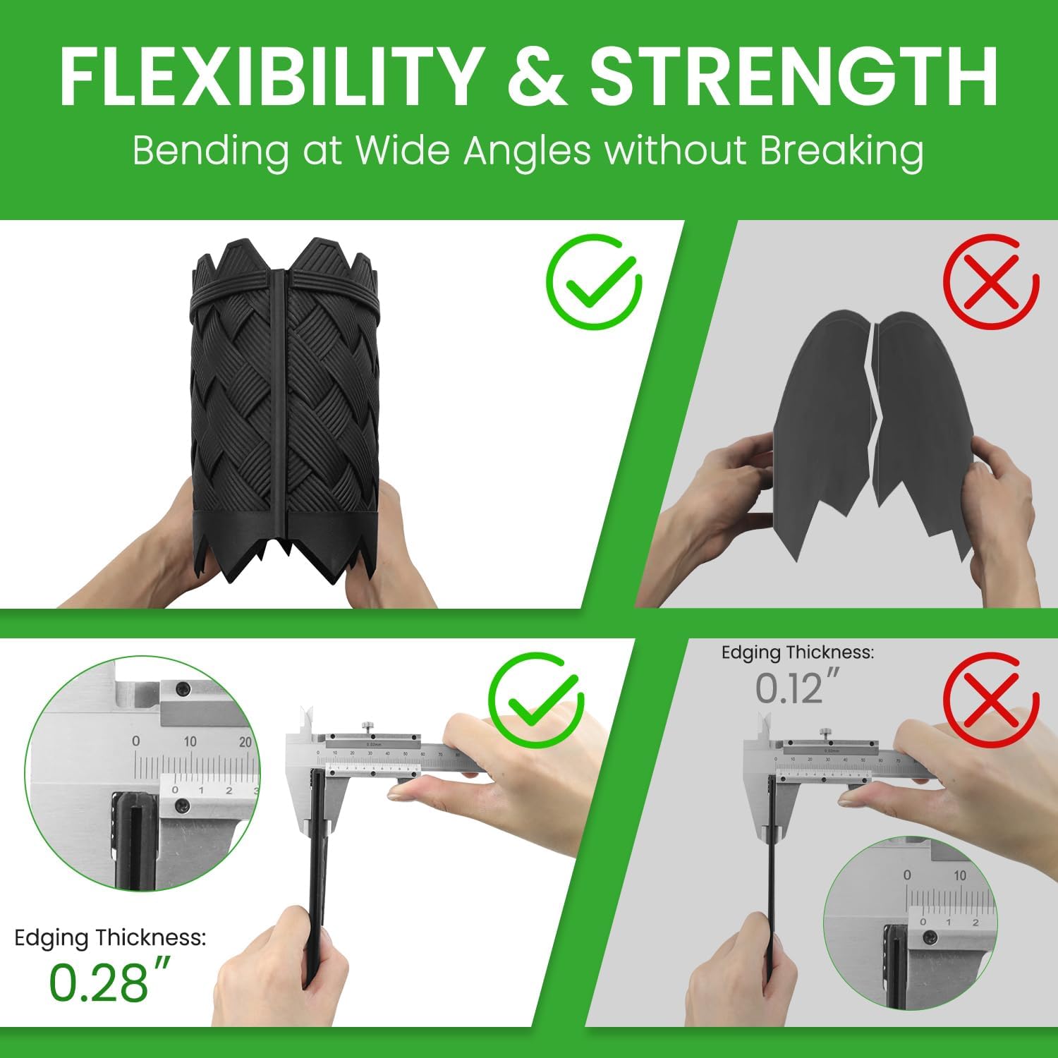 BLACKVINE 20Pcs 20ft (5'' Exposed Height) Plastic Landscape Edging Border,Flowerbed Garden Border Edging for Landscaping,Flower Bed Lawn Yard Edging Borders,Garden Edger Border Divider - 3D Weaving