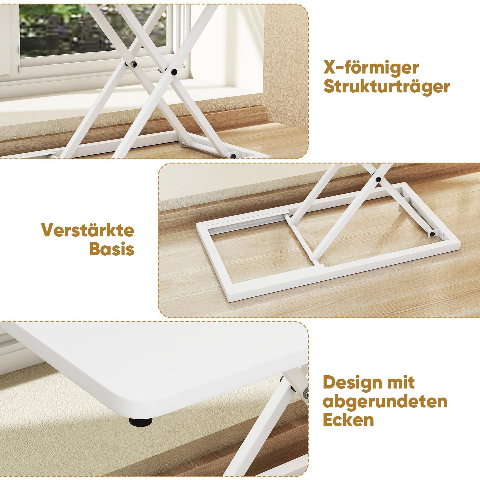 Weiß Höhenverstellbarer Stehpult Konverter,34 * 60cm Steh-Sitz Schreibtisch,Ultradünne Schreibtischkonverter, Laptop stehschreibtisch aufsatz,Geeignet für Büro, Arbeitszimmer, Wohnzimmer