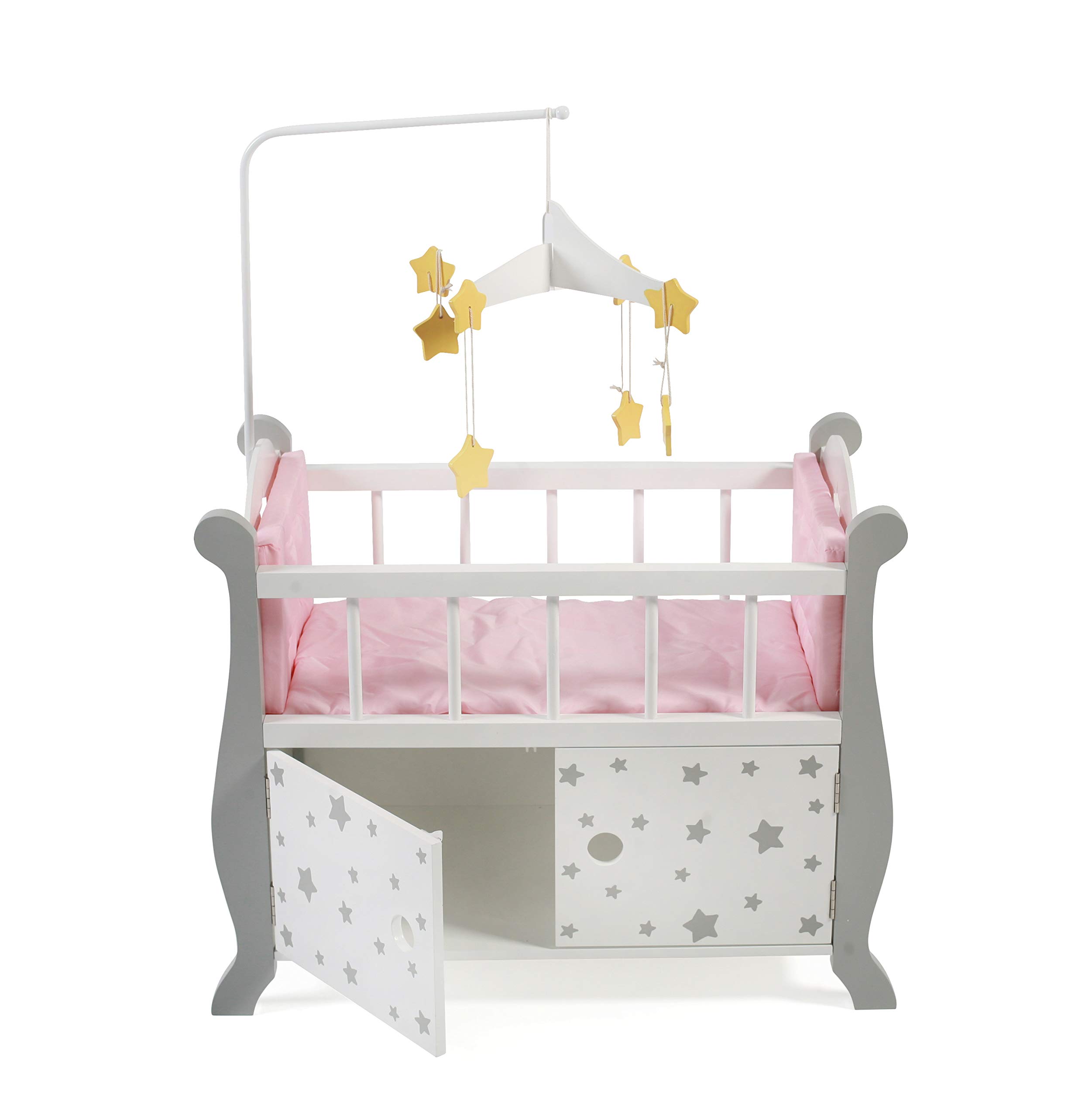 Bayer Chic 2000 - Cama para muñecas con móvil, Muebles para muñecas, Accesorios para muñecas, Estrellas Grises