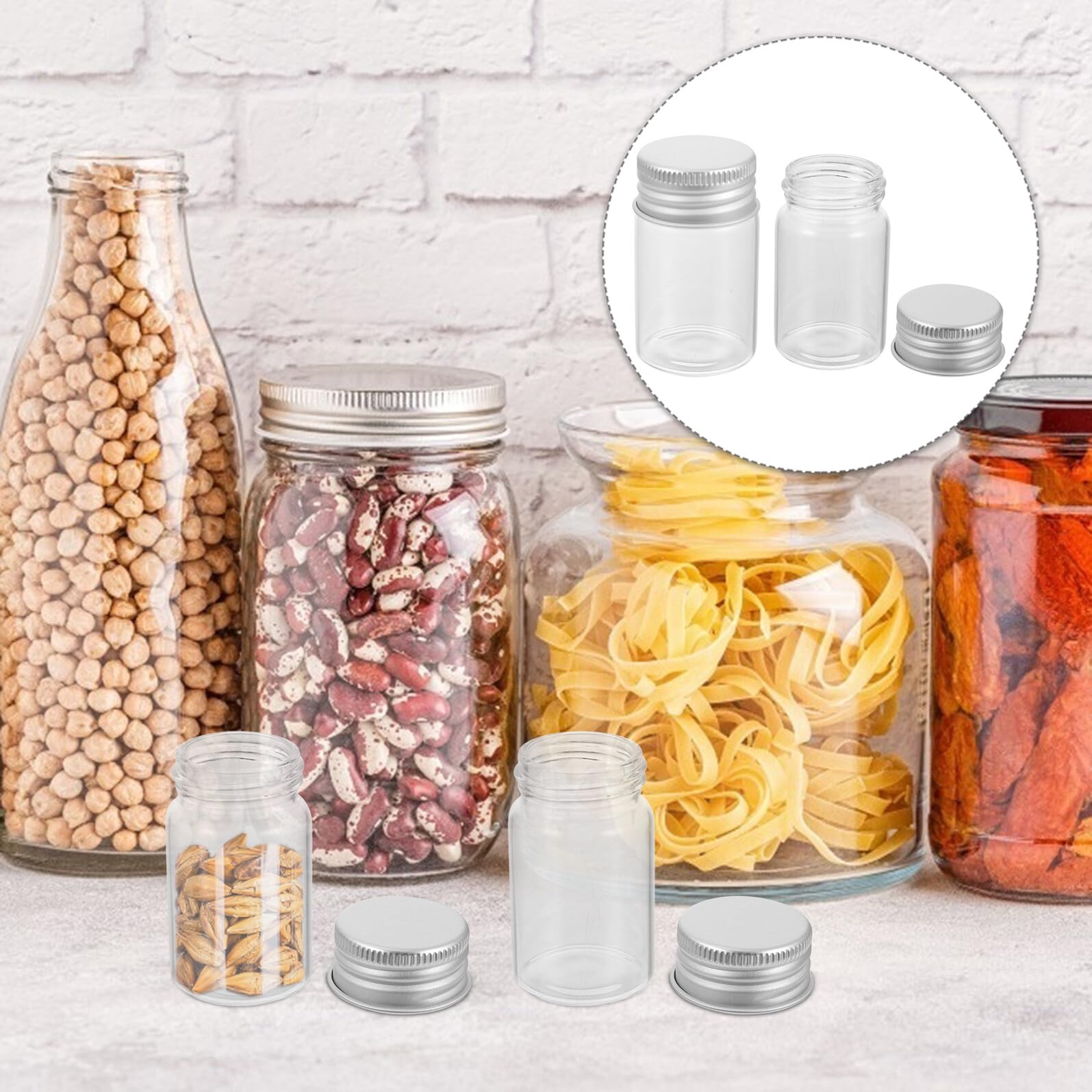 Cabilock 50 Botellas de Vidrio Transparente con Tapa, Vial de Muestra Ligero de 20ml, Fácil de Transportar para Laboratorio y Almacenamiento Seguro
