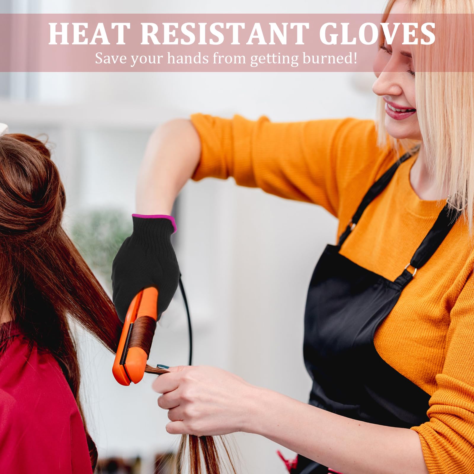Gants de coiffure WLLHYF professionnels résistant à la chaleur pour fer à friser et fer à lisser, gants de blocage de la chaleur pour les mains gauche et droite - 1 pièce