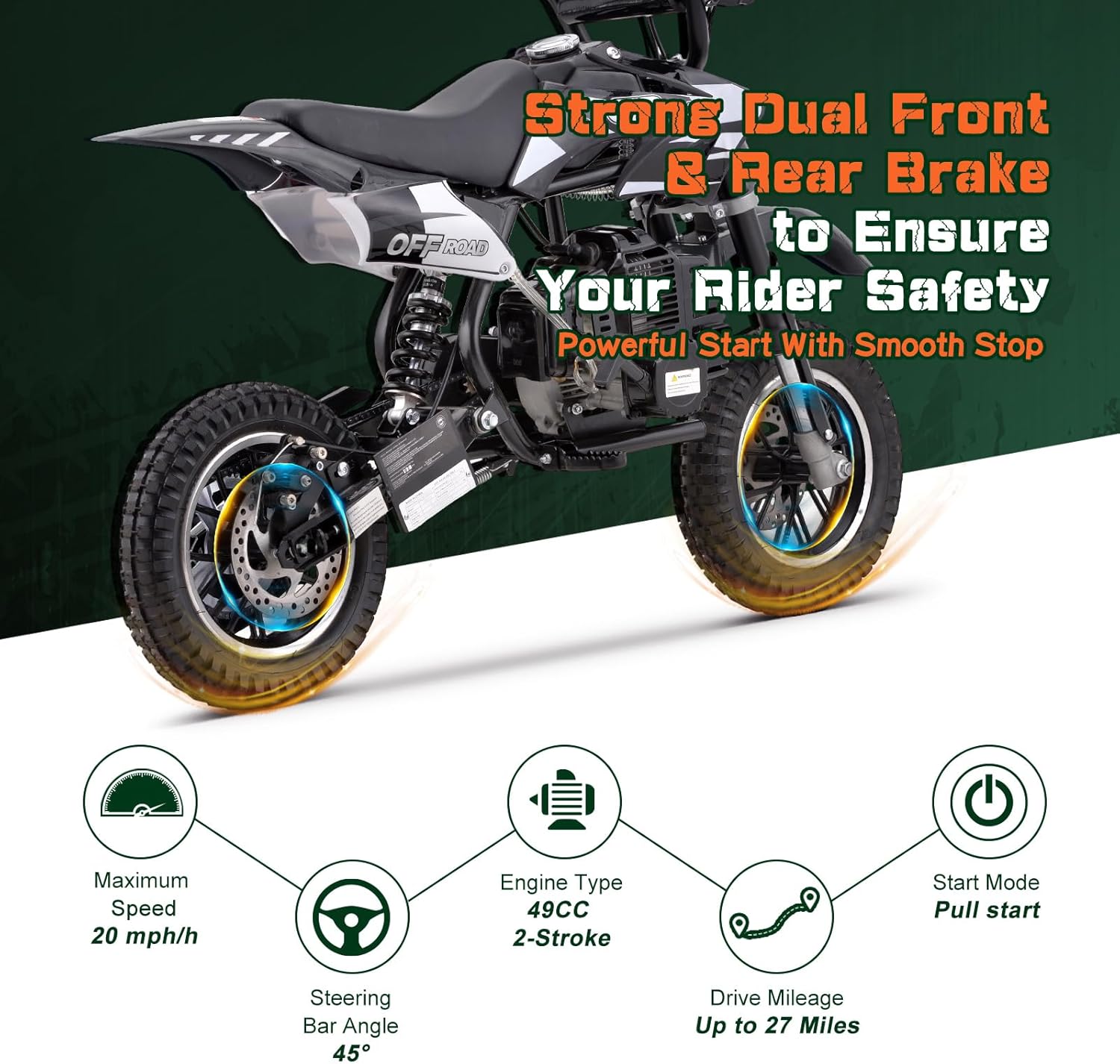 Dual front and rear disc brakes