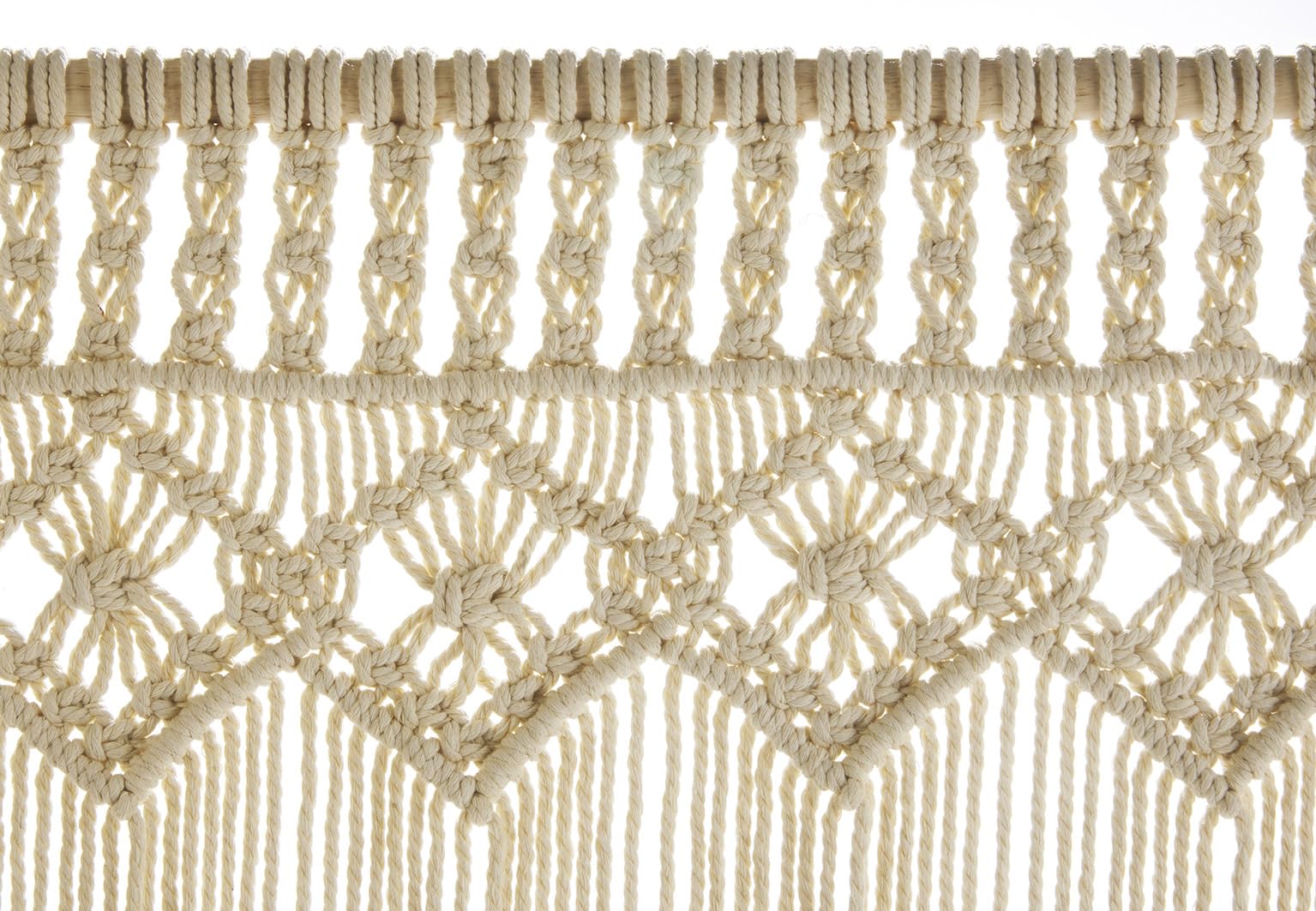 Kobolo Türvorhang Twine 95x200/220 cm beige, Makramee Vorhang mit 132 Strängen je 0,5cm, dekorativer Boho Wandbehang, Raumteiler & Insektenschutz, lichtdurchlässiger Fadenvorhang, Fenstervorhang