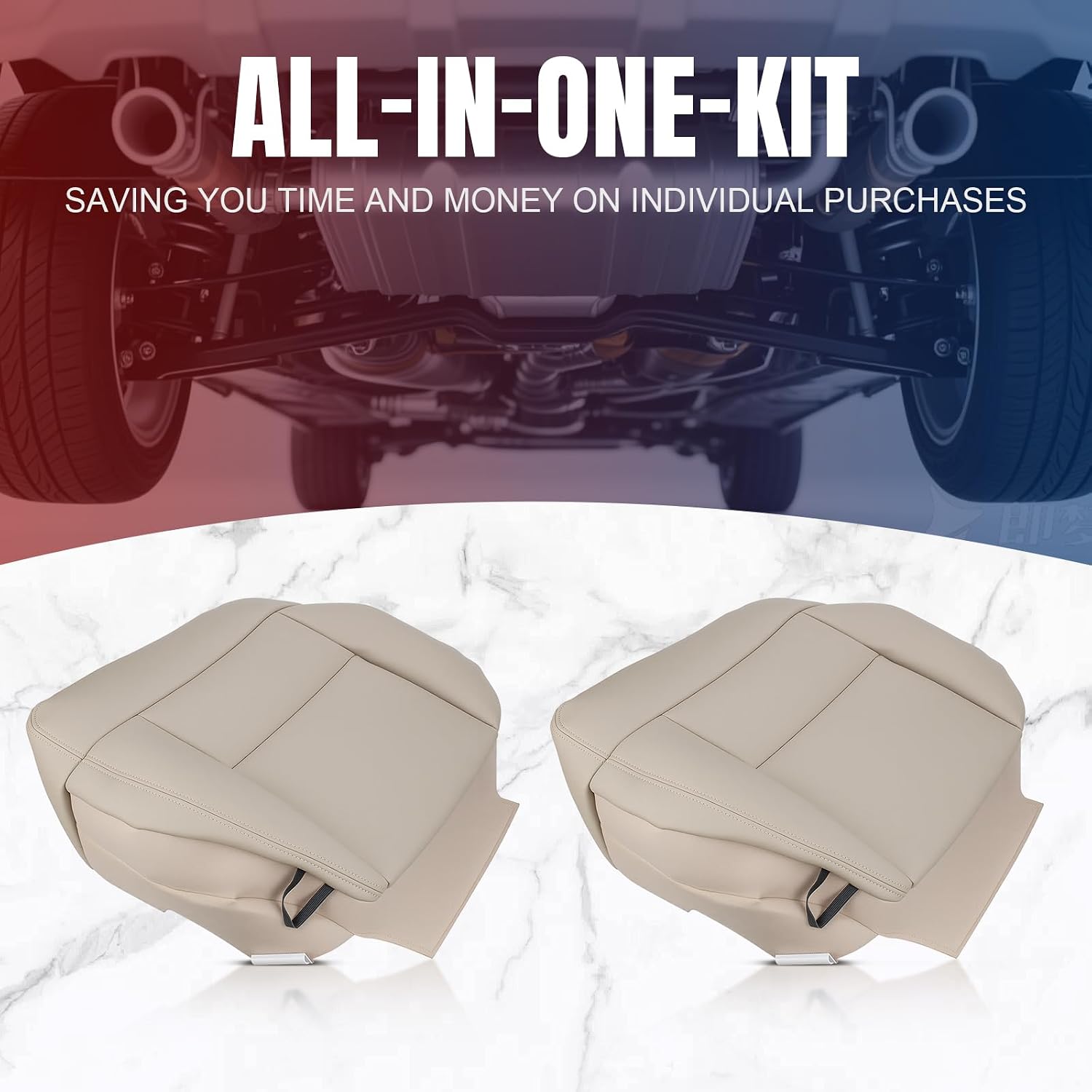 AUTOKAY Driver and Passenger Bottom Seat Cover Fits for Ford F150 Lariat 2004-2008