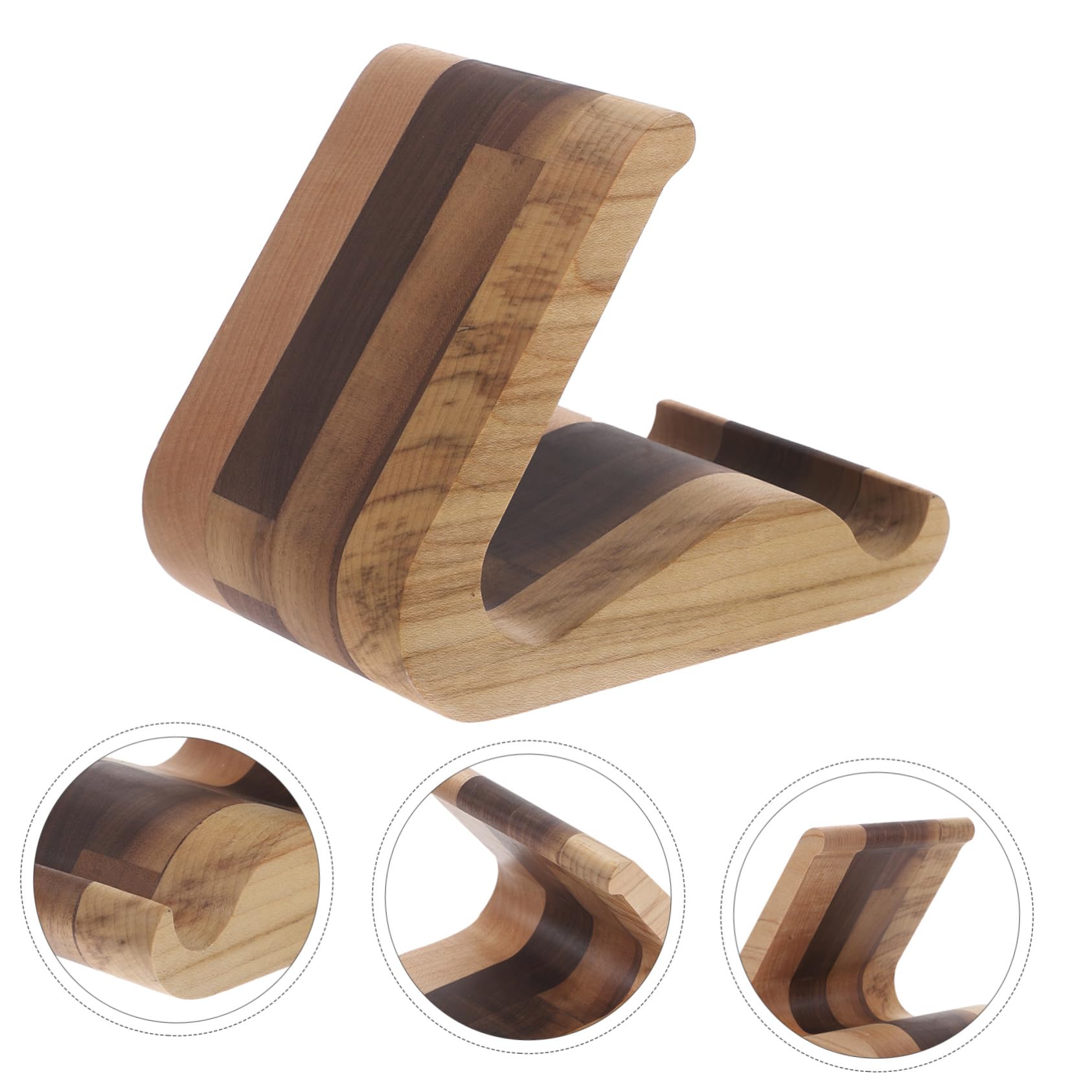 KOMBIUDA Supporto Telefono Tavolo in Legno, Design Semplice e Stabile | Noce Nero e Acero, Base Leggera e Portatile, Supporto da Tavolo per Uso Quotidiano