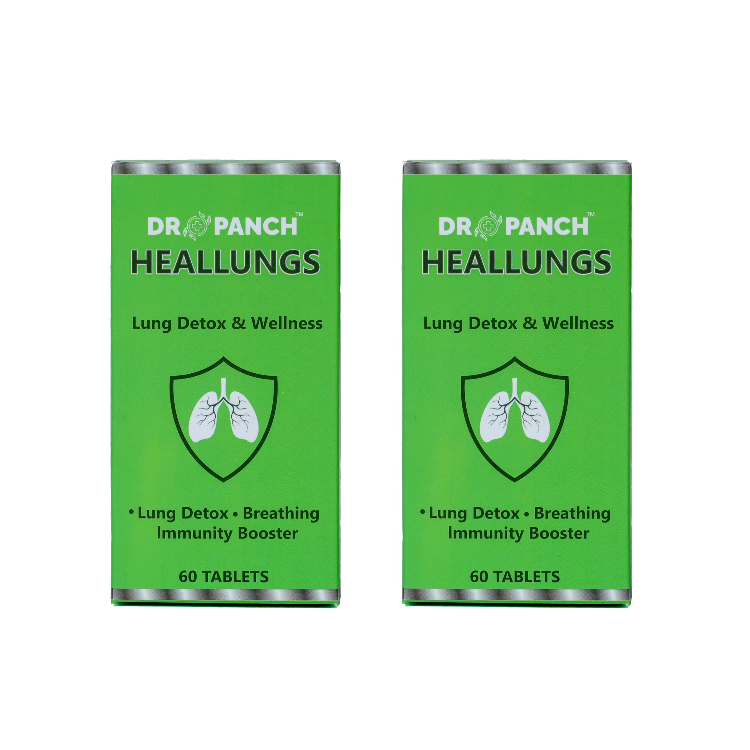 Heallungs 60 Tablets | Ayurvedic Lung Detox & Breathing Support Tablets | Vasa, Mulethi, Sitopaladi, Giloy & Haldi | Lung Cleanse, Immunity & Wellness (Pack of 2)