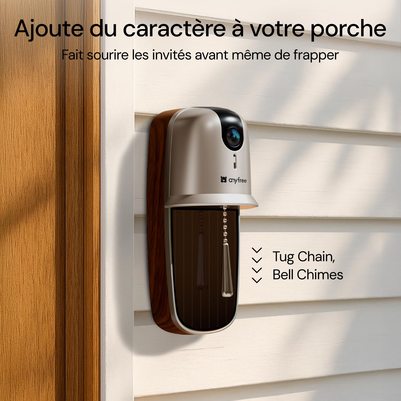 Sonnette sans fil avec caméra 1080P HDR WiFi 2.4/5GHz solaire Détection Humaine PIR Vision Nocturne Audio Bidirectionnel