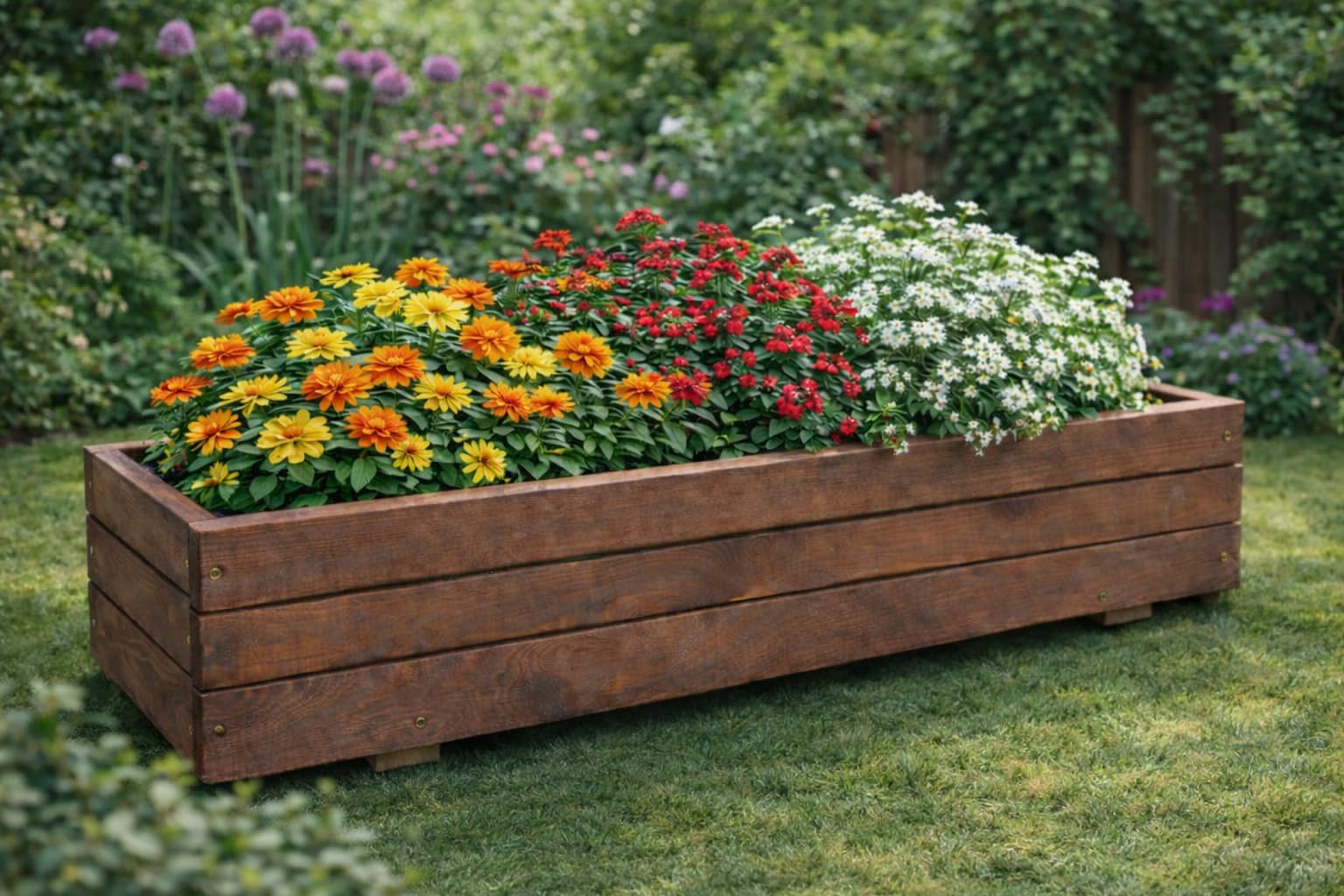 FKL DESIGN Home Deco Jardinera de Madera Jardinera terraza jardín 14 litros Totalmente montada D6 Palisandro (Longitud 90 cm)