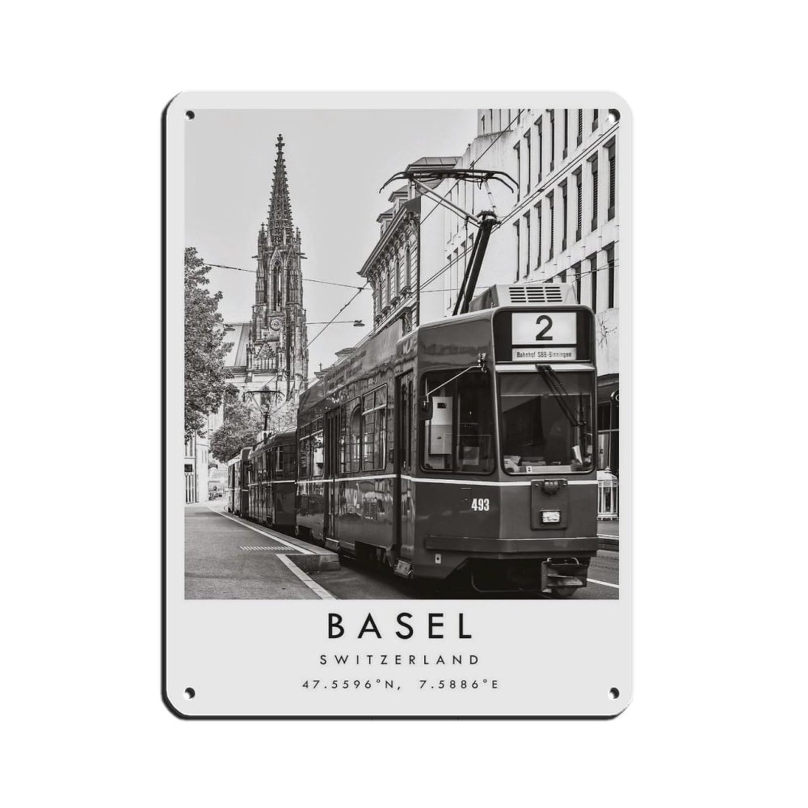 Basel Travel, Switzerland Poster (21) Retro Poster Metal Tin Sign Chic Art Retro Iron Painting Bar People Cave Cafe Family Garage Poster Wall Decoration 12x16inch(30x40cm)