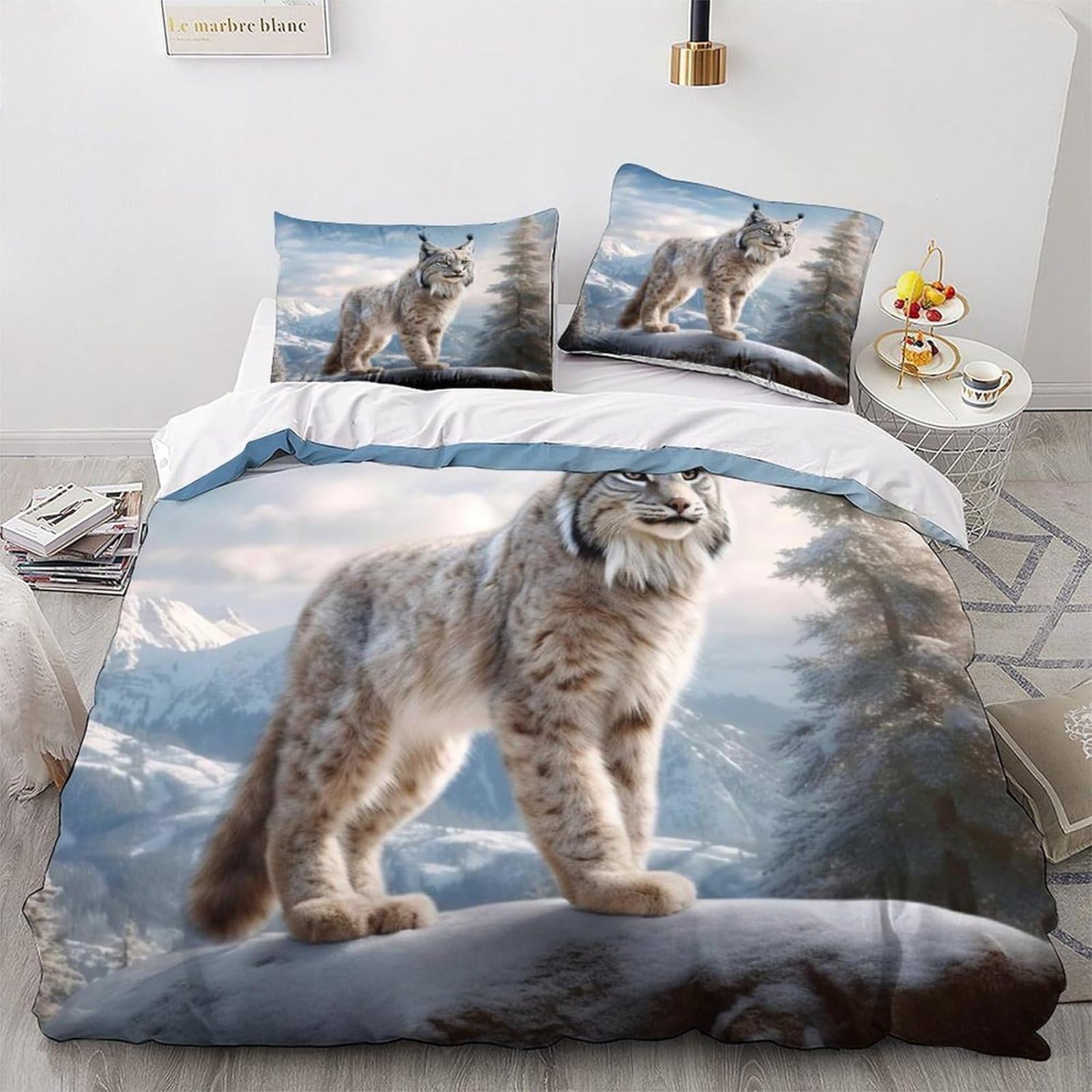 Lynx Twin Quilt Cover Set 180x210cm Soft Hypoallergenic Microfiber for Kids Adults
