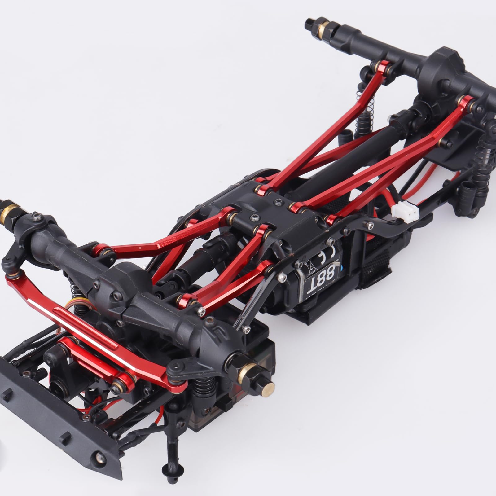 HobbyPark High Clearance Links Set Steering Rod Tie Upgrades for Axial SCX24 Deadbolt AXI90081 B17 Upgrades 1/24 RC Crawler Car (Red)