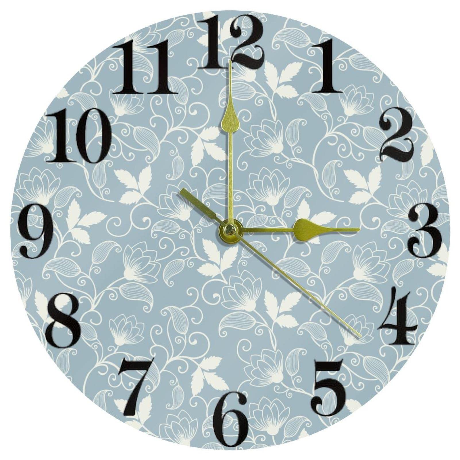 Horloge murale pour maison et cuisine au design bleu floral pour votre intérieur