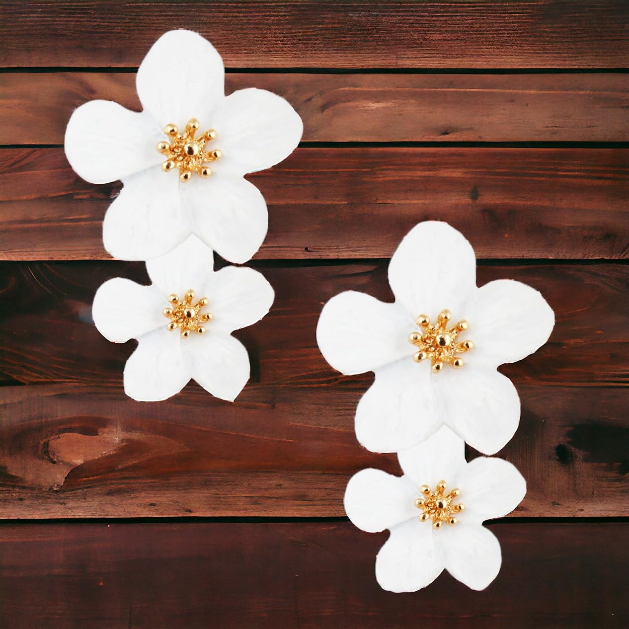 Double Flower Earring Dangle Statement Earrings for Women