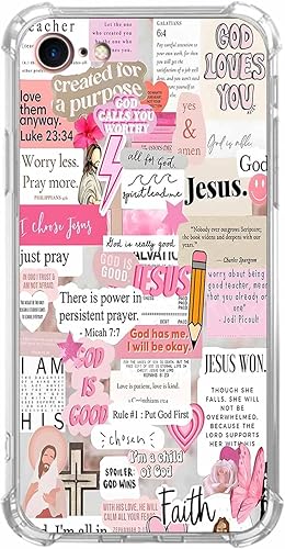 Miniatura 69 de Cubierta de Teléfono con Versículos de la Biblia y Citas Cristianas de Jesús en Collage, Funda Protectora Suave de TPU de Moda para iPhone 16 Pro,