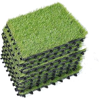 Squares Artificial Grass Tiles Interlocking Synthetic Grass Turf Garden Flooring Décor Dog Realistic Grass Mats Self-draining Easy Clean (Size : 18pcs)