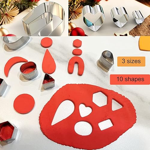 Miniatura 6 de Harnico Kit de cortadores de arcilla polimérica de 24 piezas: juego de fabricación de joyas con 10 formas, tarjetas de pendientes, ganchos, anillos