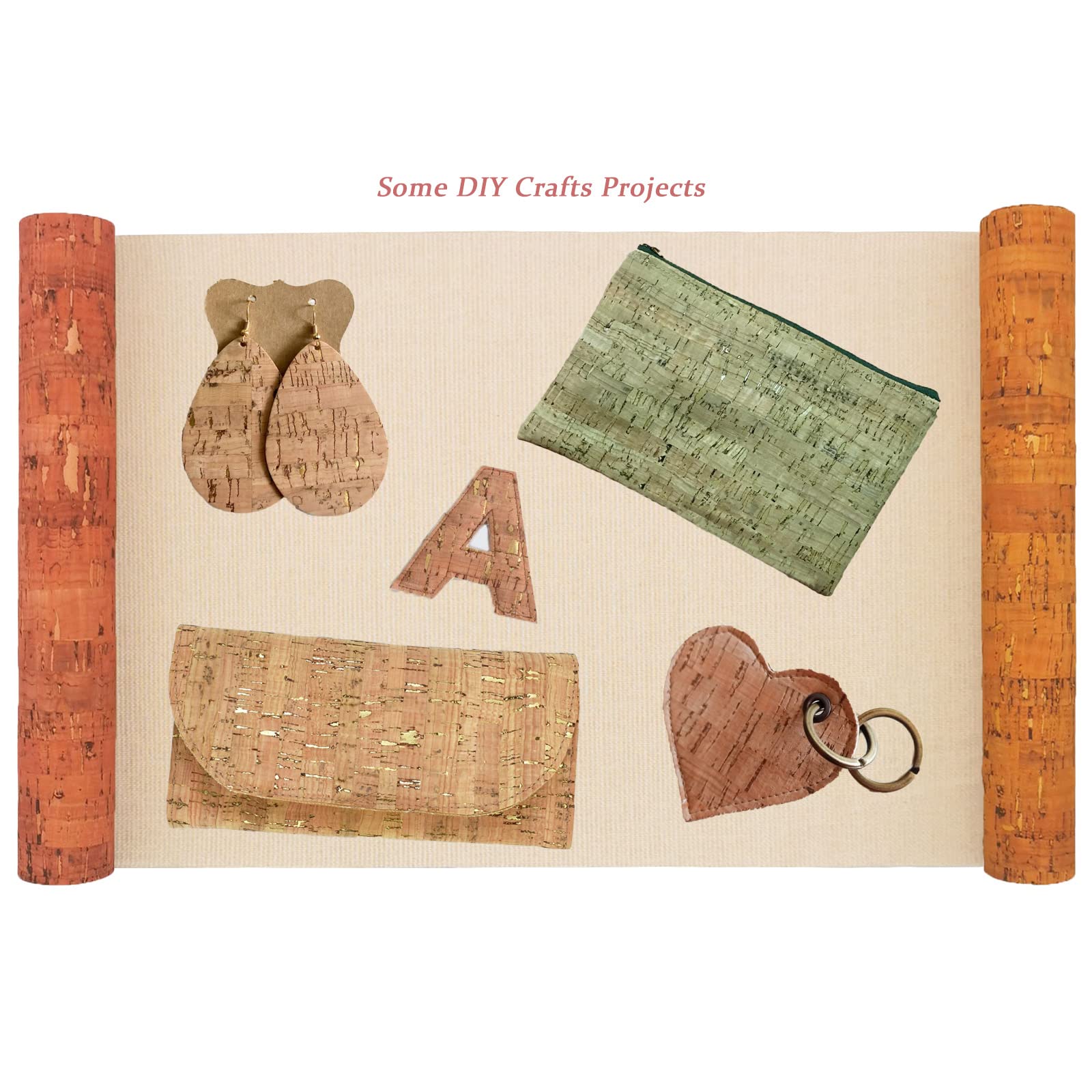 12 farbige Kork-Stoffbögen, Kork-Kunstleder, 20 x 30 cm, weicher Korkbandstoff zum Nähen von Taschen, Münzen, Geldbörsen, Notizbüchern und anderen Bastelarbeiten