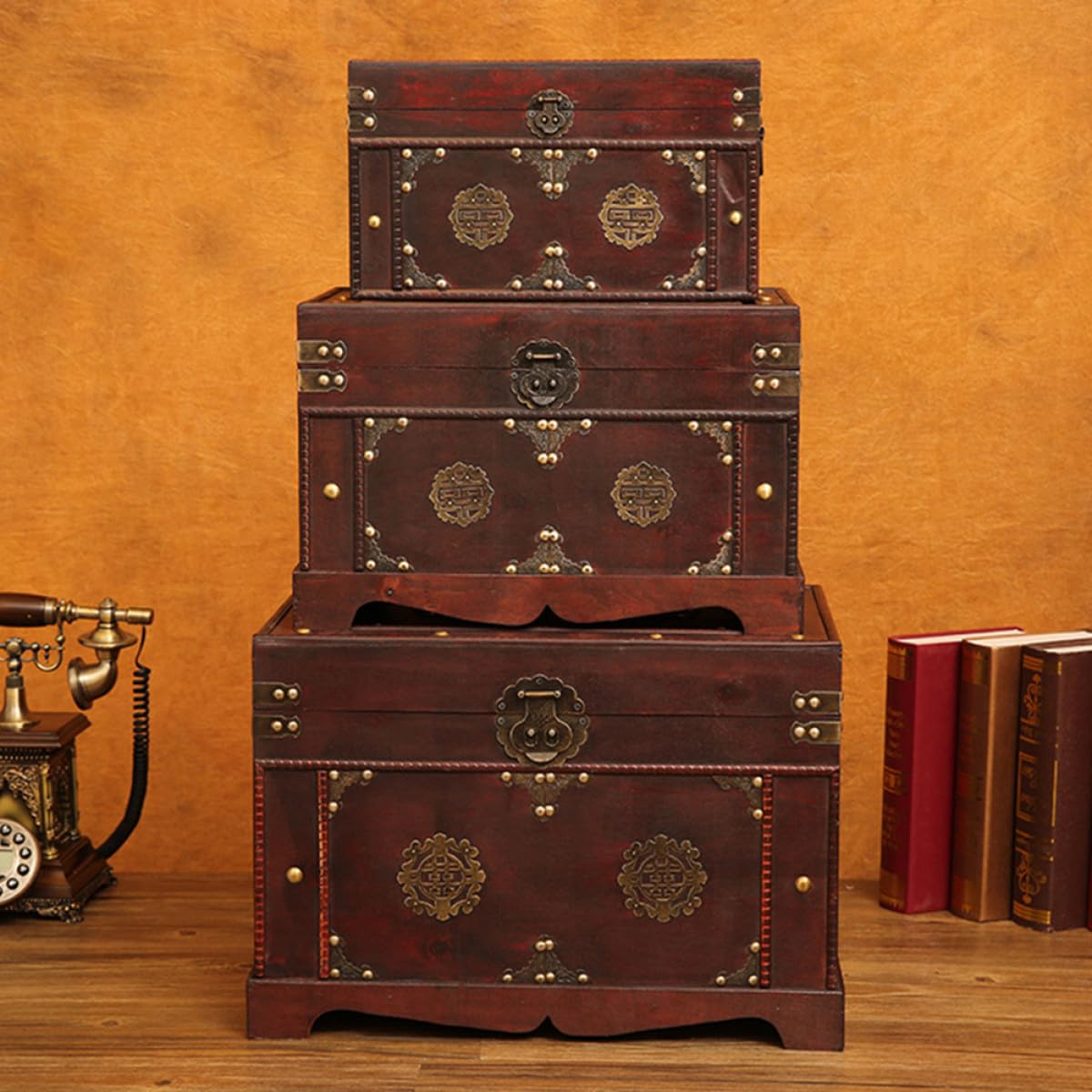 INOOMP Retro Aufbewahrungsbox Vintage Schatzkiste Klein Robuste Dekorationsbox für Schlafzimmer und Wohndeko