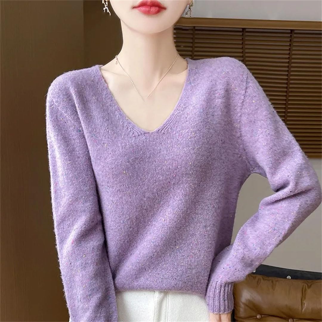 Damski kaszmirowy sweter z dekoltem w serek koreański sweter oversize swetry na co dzień luźne dzianinowe topy