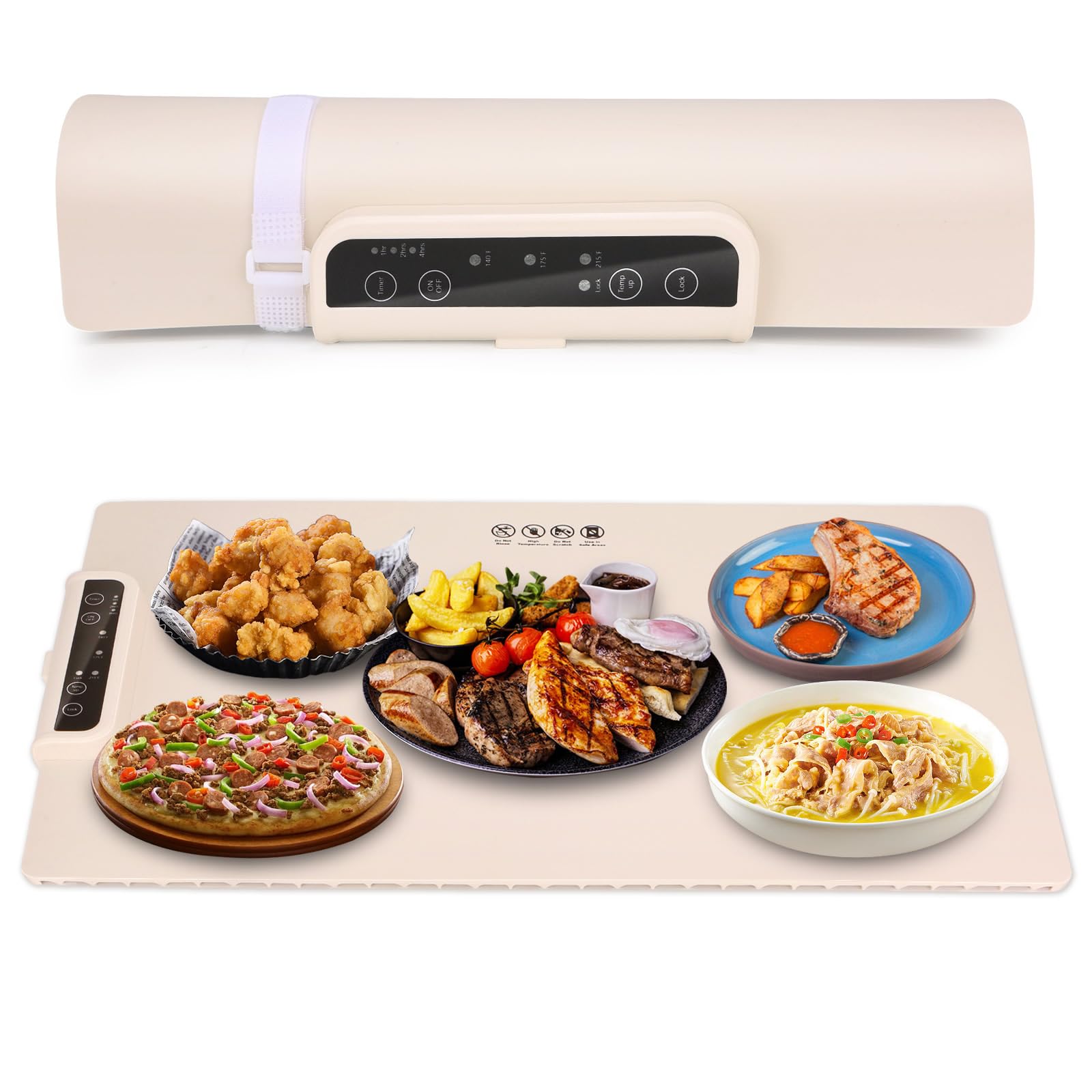 Calentador Comida Portatil, Calentadores de Comida para Buffet, Calentador de Comida Plegable para Fiestas con 3 Modos y Calentamiento Rápido