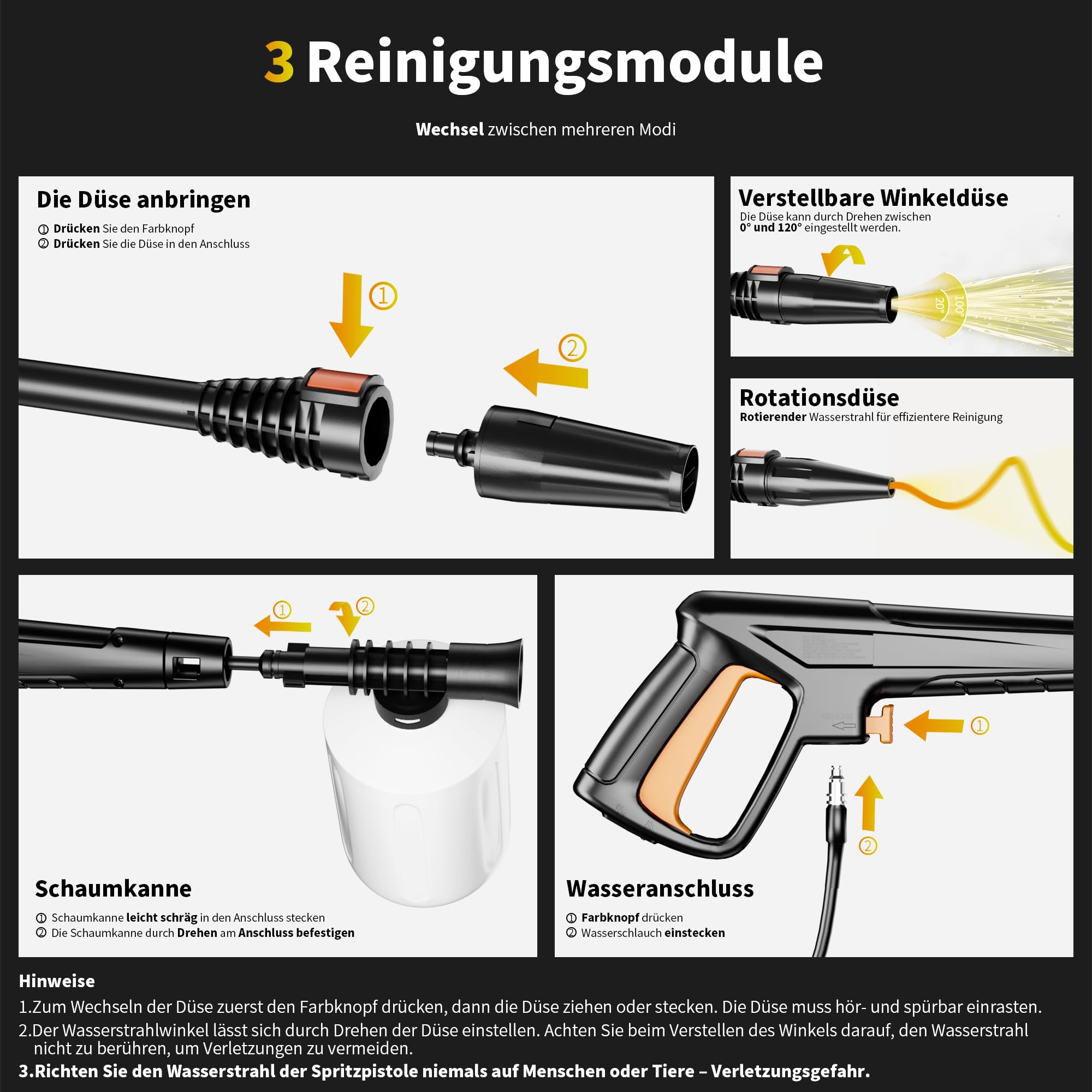 2026New Hochdruckreiniger Touchscreen 8-stufiger 200 Bar, 6-in-1-Düse, 90cm Gerätehöhe, Einstellbarer Druck 100-200bar, Fördermenge 280-500l/h, Flächenleistung 60m²/h, mit Schaumkanone Schlauchtrommel