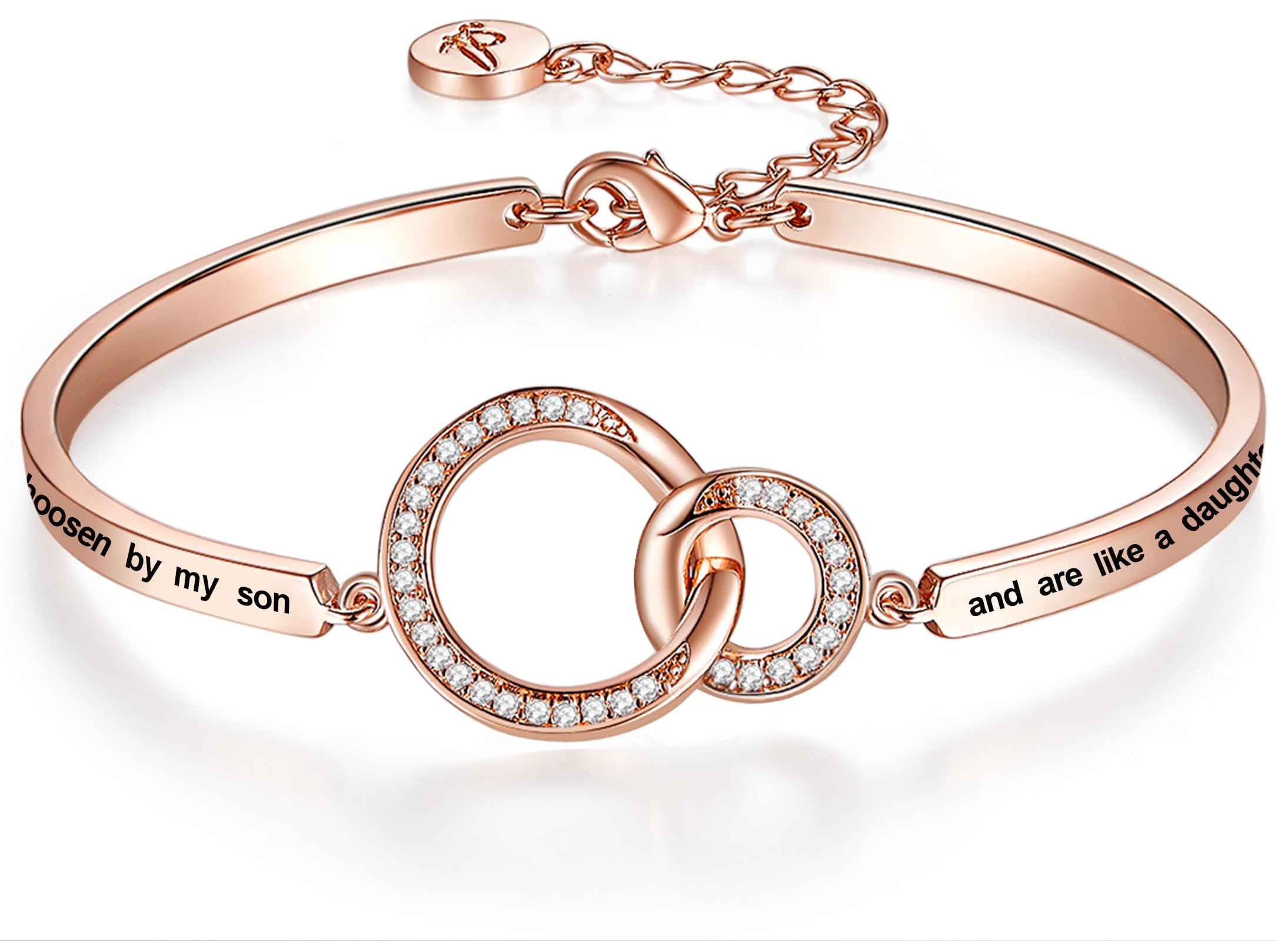 Birthday Mother/Daughter/Sister in Law Gift, ‘Marriage Made Us Family Love Made You My Mom/Daughter/Sister’ Bangle Bracelet, Women Girl Customized Jewelry, Christmas Wedding Present from Step