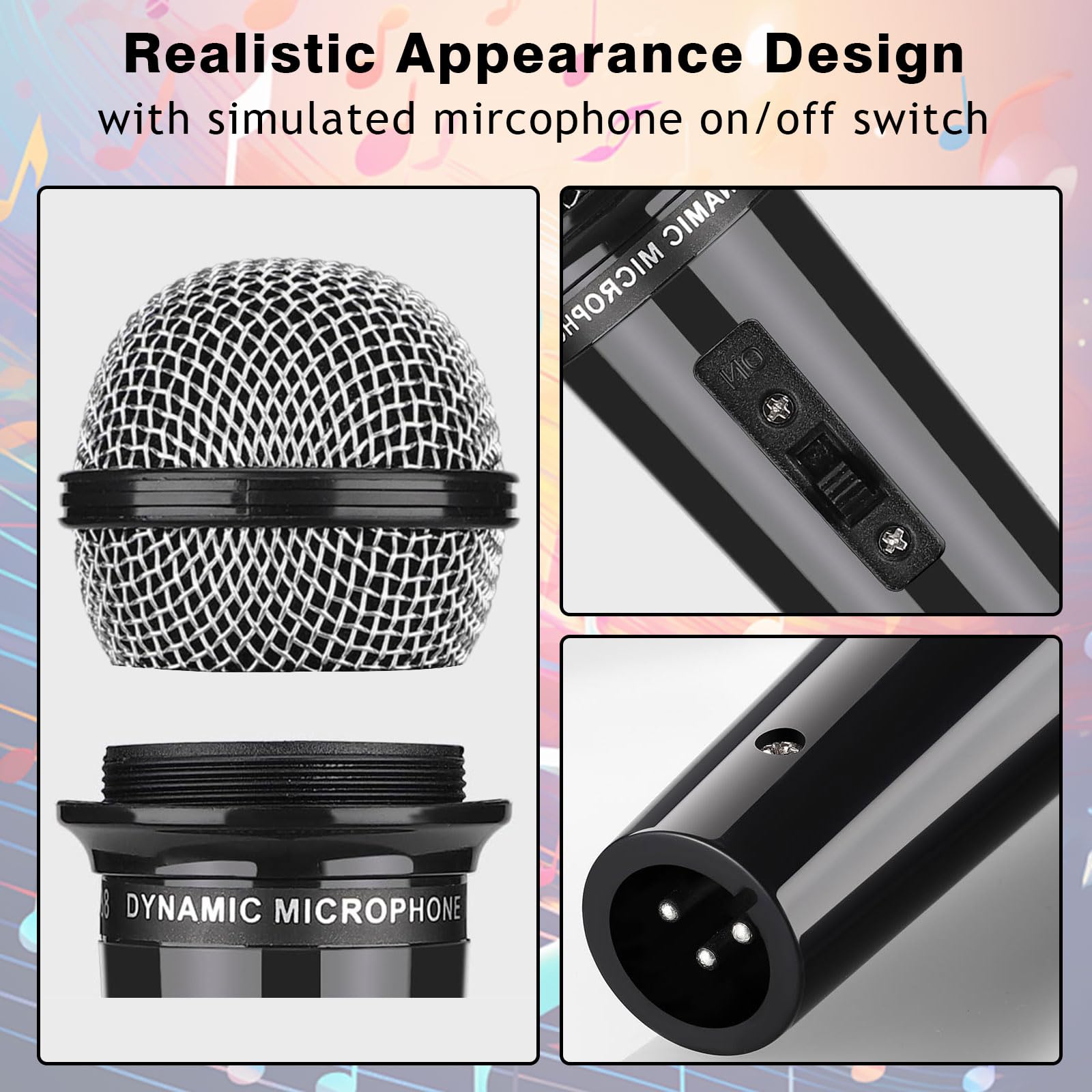 Microfono Giocattolo, Microfoni Finto Nero, Interessante Microfono Simulato, Microfoni Giocattoli per Bambini Adulti Palcoscenico Divertente Fotografia Feste Accessori (Nero-2pcs)