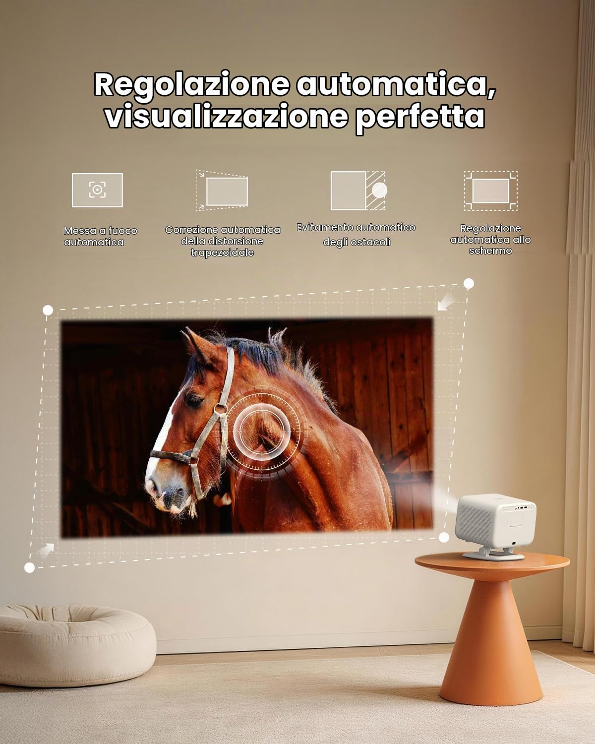 Proiettore 4K【SGS certificato/compatibile Netflix】 Yaber L2 Plus JBL/Dolby Proiettore 1080P FHD HDR10, Retroproiettore Autofocus e correzione trapezoidale, WiFi/Bluetooth Home Cinema Rotazione di 20°