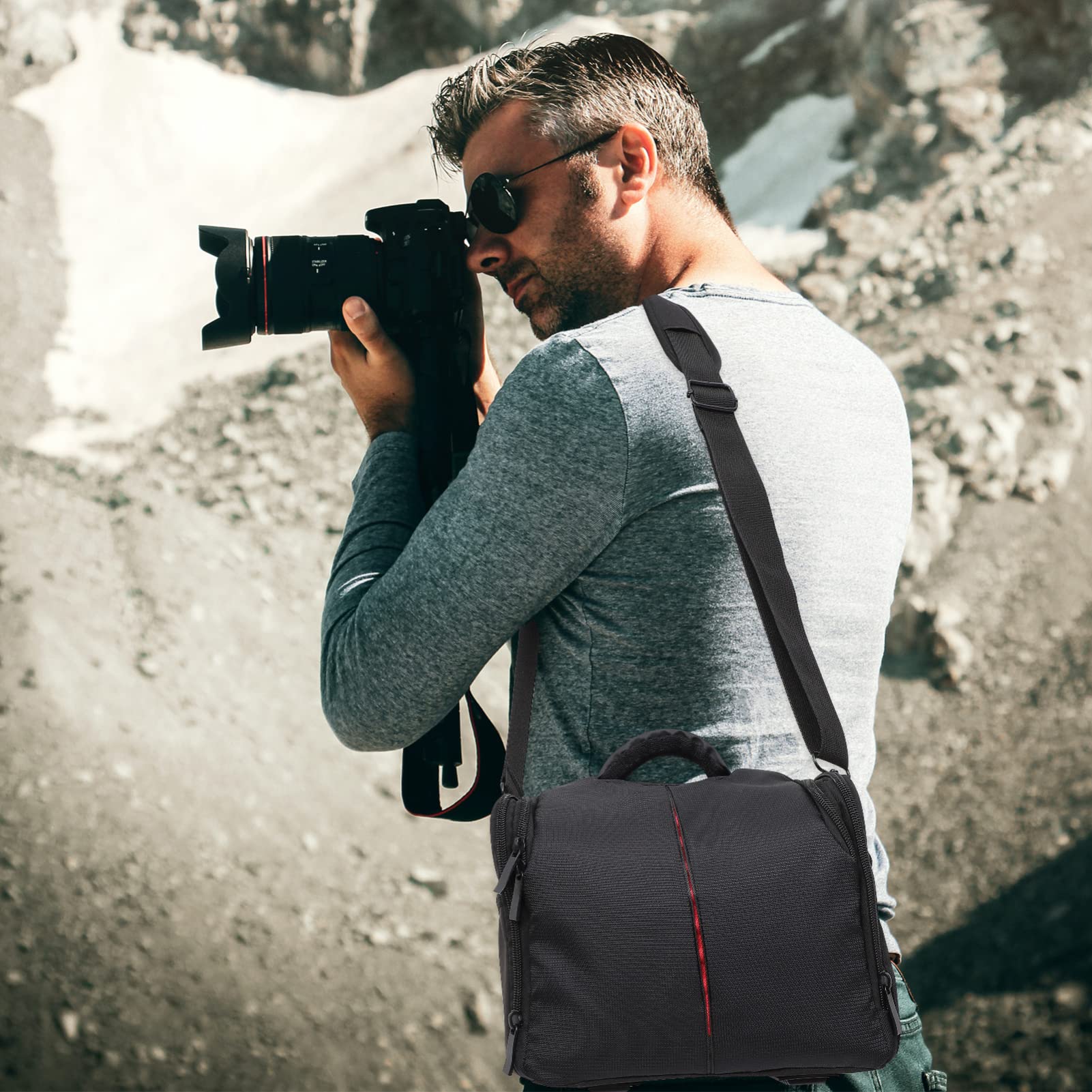 Gadpiparty Borsa Tracolla Regolabile e Copertura Antipioggia in Nylon per Trasporto Sicuro per Macchina Fotografica Reflex