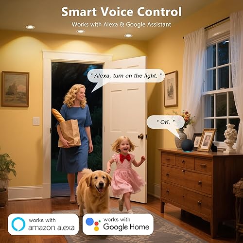 Miniatura 3 de Iluminación empotrable inteligente de 2 pulgadas, WiFi de 5 W, luz empotrada compatible con Alexa y Google Home, regulable RGB y CCT 2700-6500K,