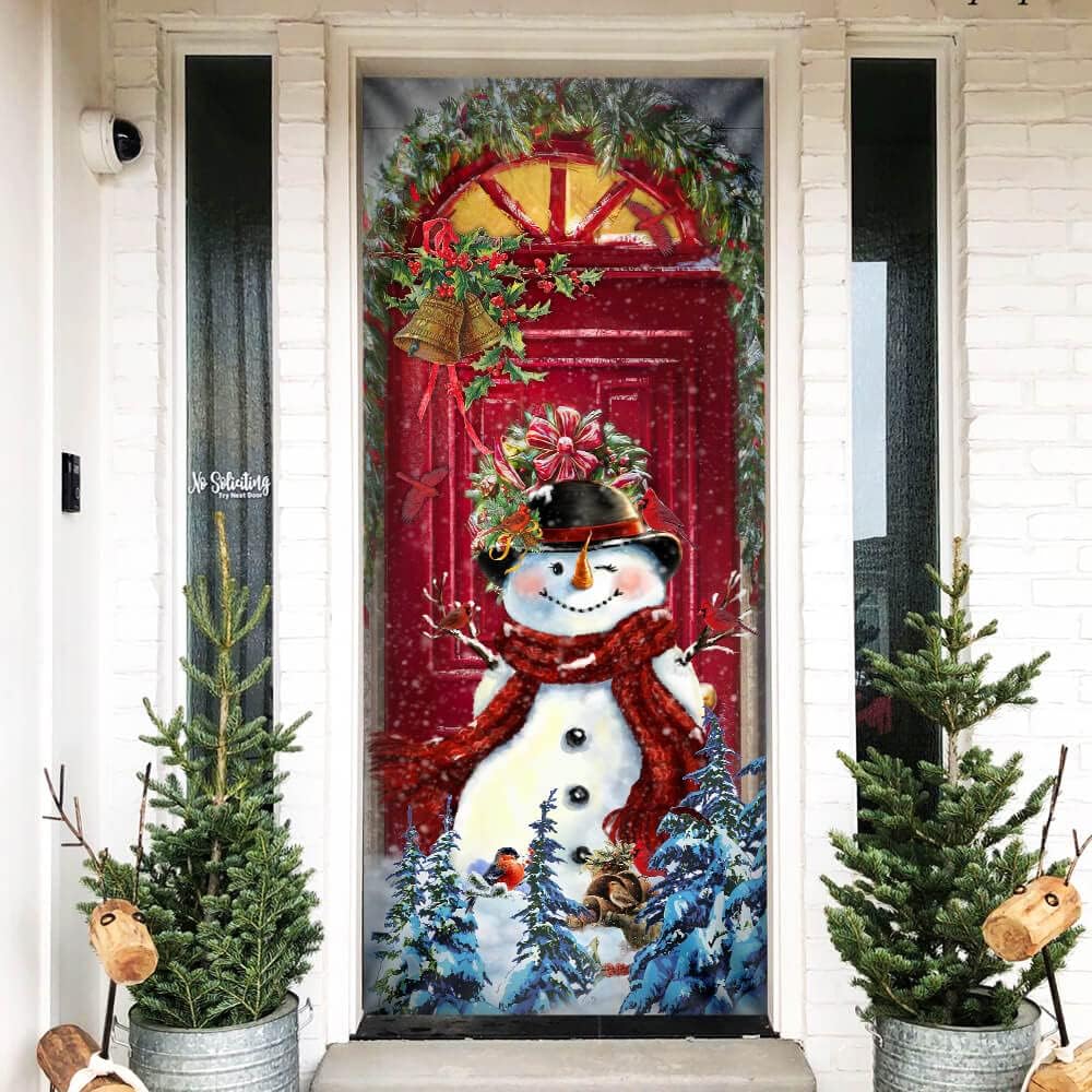 Christmas Decorations Outdoor, Indoor, Yard - Snowman Home Decor Farm House - Christmas Gifts For Men, Women, Family, Friends - Front Door Decorations Vintage Merry Xmas Door Covers 32"x80"