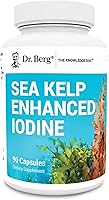Vista 1 de Dr. Berg Sea Kelp Yodo mejorado - 200 mcg de yodo premium - Mezcla de algas marinas incluye algas azul-verdes Klamath y algas marinas - 90 cápsulas