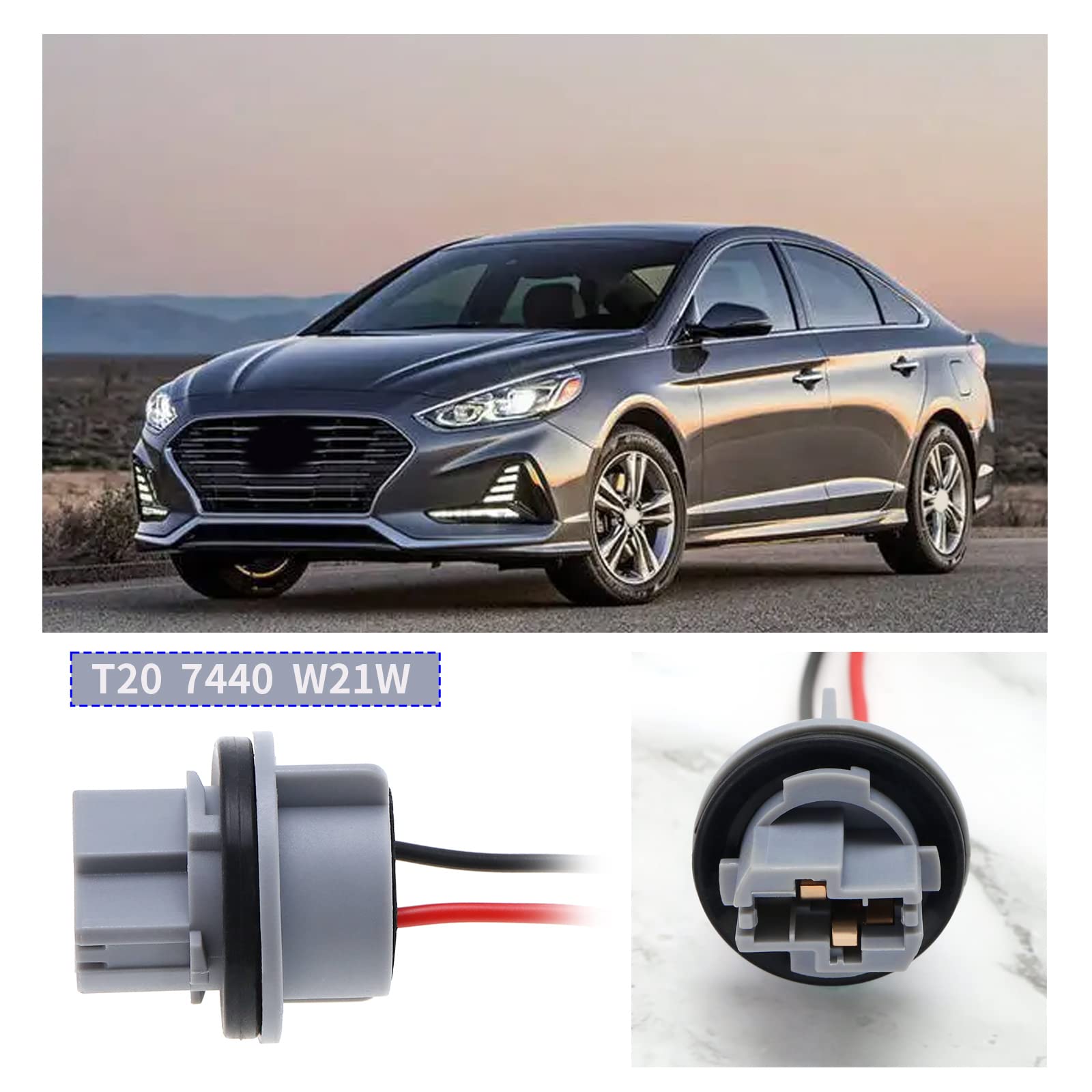 Lot De 2 Douilles LED T20 7443 Pour Feux Stop Voiture - Adaptateur Ampoule LED - Connecteur Câblage 12V, Plug And Play