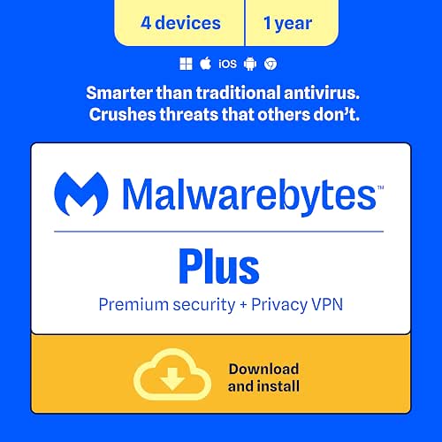Malwarebytes Standard, Premium Security + VPN Software | 1 Year,