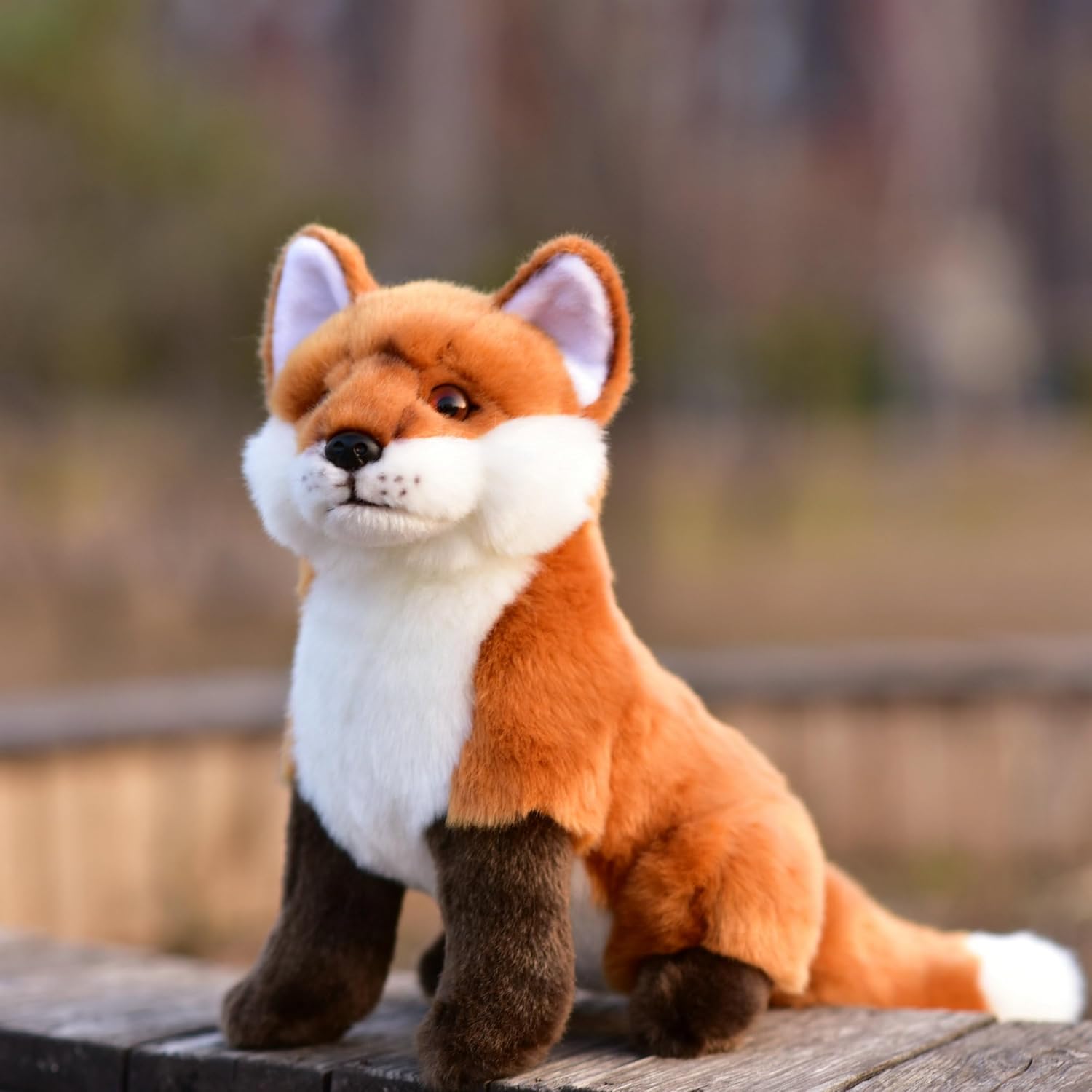Simulated Fox Plush Toy, Realistic red Fox Doll, Children's, forelimbs Without Aluminum Wire Cannot sit Firmly on the Table