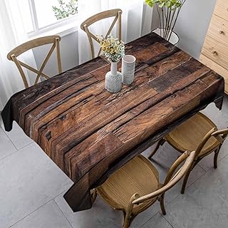 Dark Wood Table Cloth Rectangle Vintage Natural Wooden Board Kitchen Table Cover Decorations for Home Dinner Party Outdoors Picnic 60x84 Inch